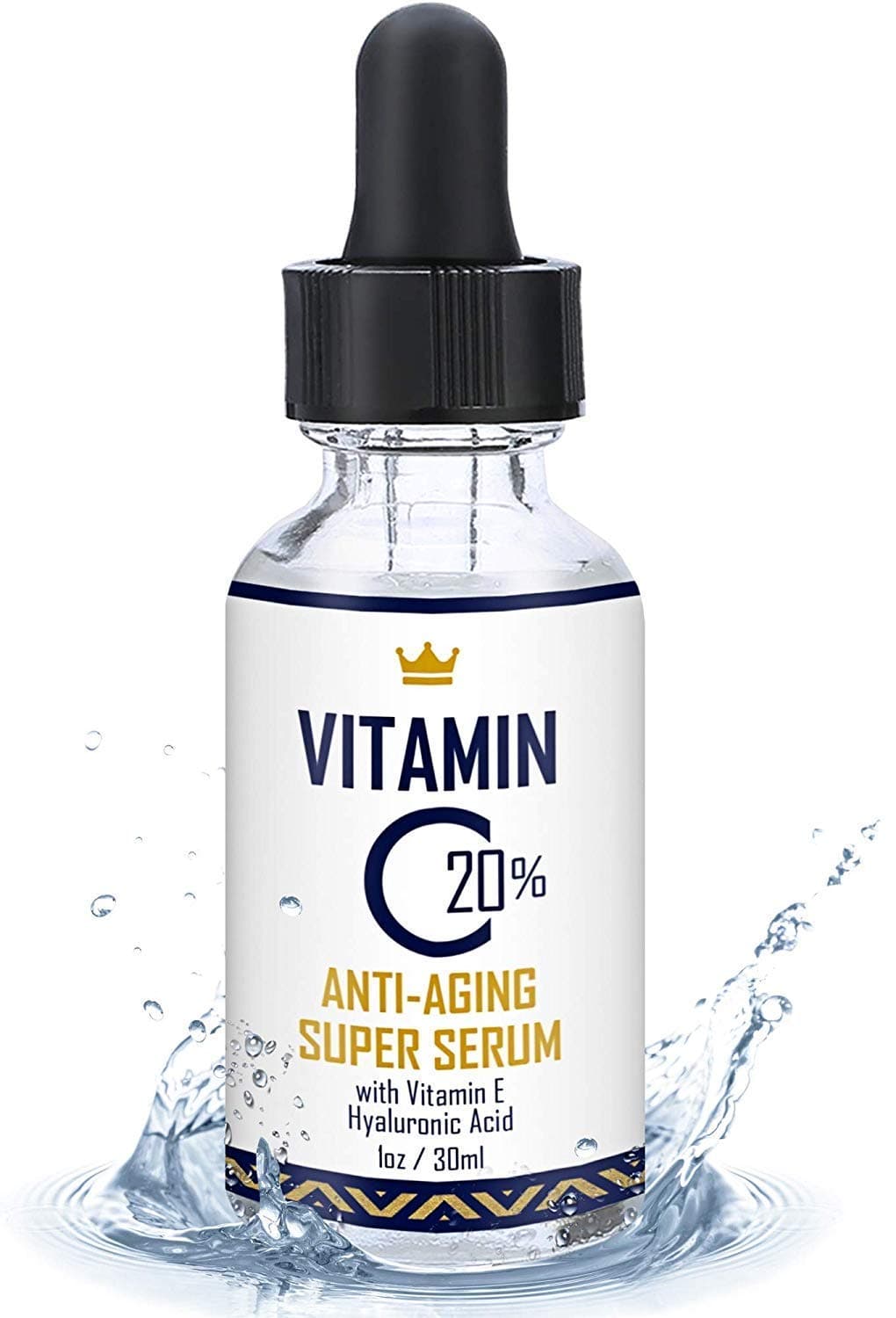 Vitamin C Serum for Face 1oz - 20% Vitamin C Super Serum with Hyaluronic Acid and Vitamin E - USA Made Anti-Aging and Hydrating Facial Serum - Best Anti Wrinkle Solution for Younger and Brighter Skin