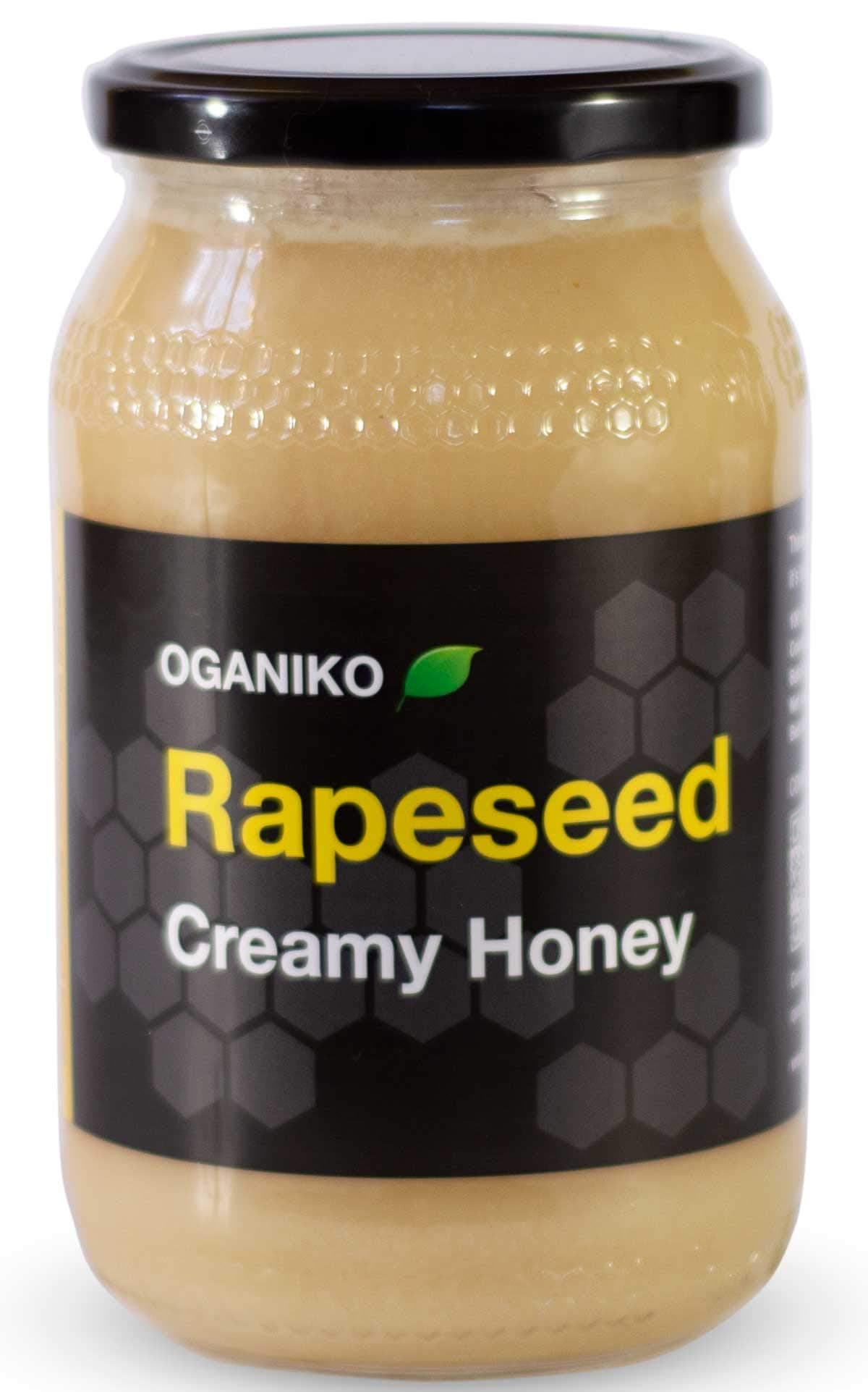 OGANIKO Raw Rapeseed Honey (Glass Jar) - Unpasteurised, Unprocessed, Unfiltered 1.2 KG