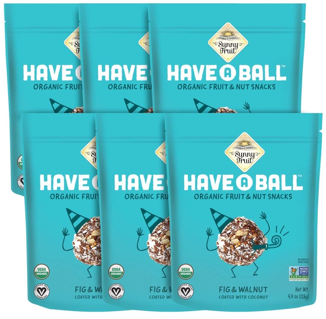 100% RAW Fruit & Nut Snacks, Fig & Walnut, 6-Pack (9 Balls Per Bag) | No Sugar Added | Healthy, Convenient, On-the-Go Energy Balls | ORGANIC, VEGAN, GLUTEN-FREE, KOSHER