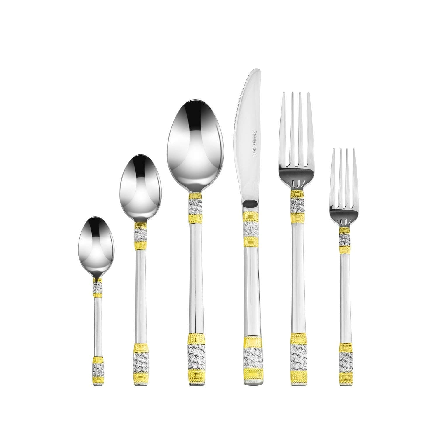 World Gifts "Venice" 75-Piece Flatware Silverware Set, Dining Service for 12, Premium 18/10 Surgical Stainless Steel, 24K Gold-Plated Hostess Serving Set, Luxury Cutlery