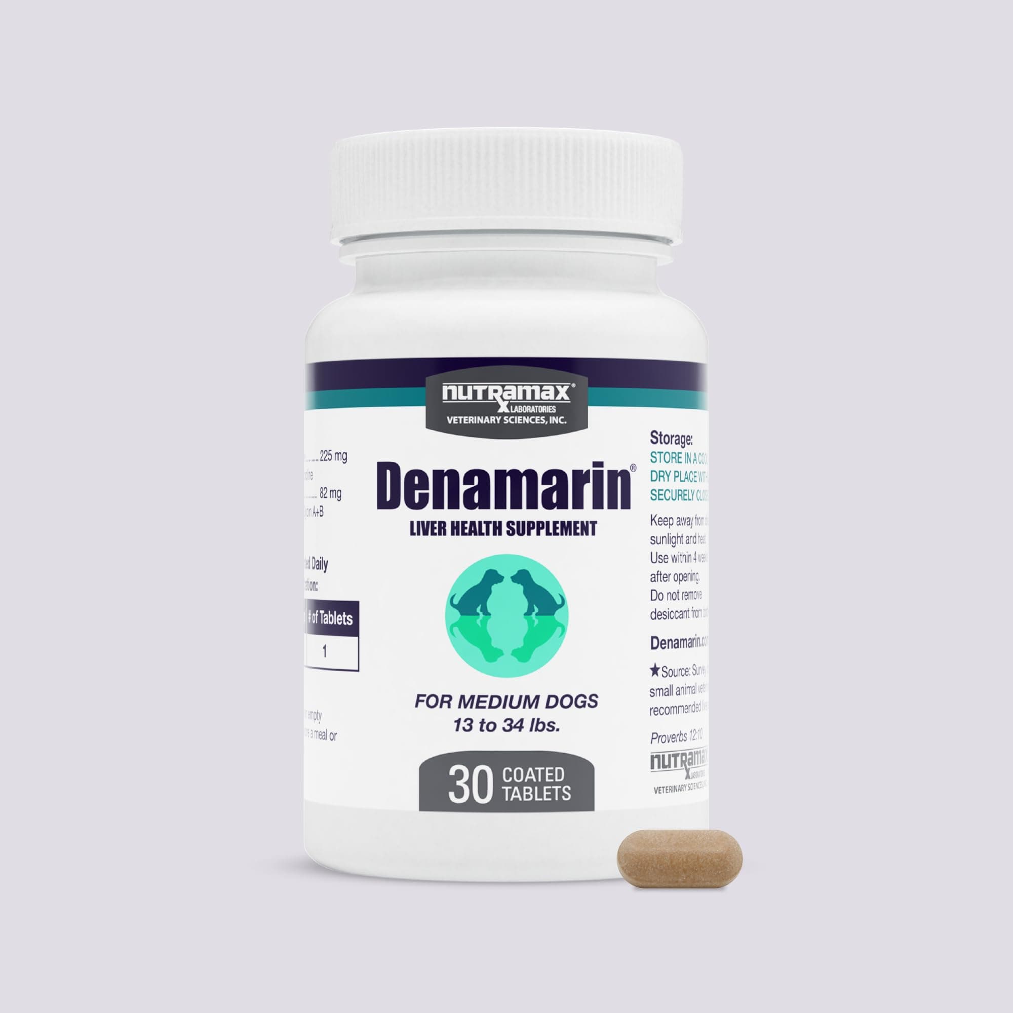 Denamarin Liver Health Supplement for Medium Dogs - With S-Adenosylmethionine (SAMe) and Silybin, 30 Tablets