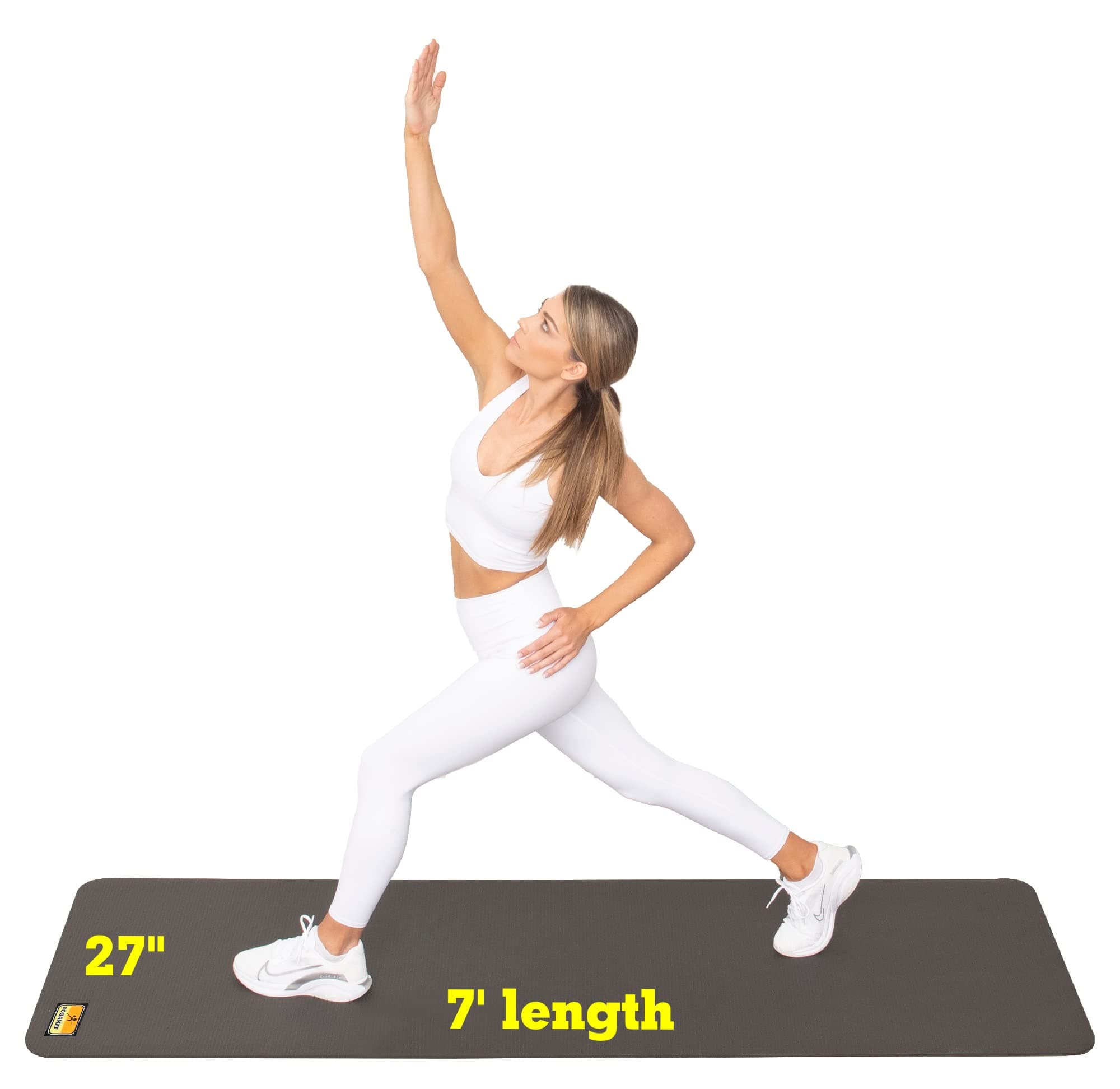 Premium Large Exercise Mat - 84" X 27" X 1/4" Thick Durable Workout Mat for Home Gym Flooring - Works Great for All Cardio, Yoga Mat, Exercise Bike Mat - Use with Or Without Shoes