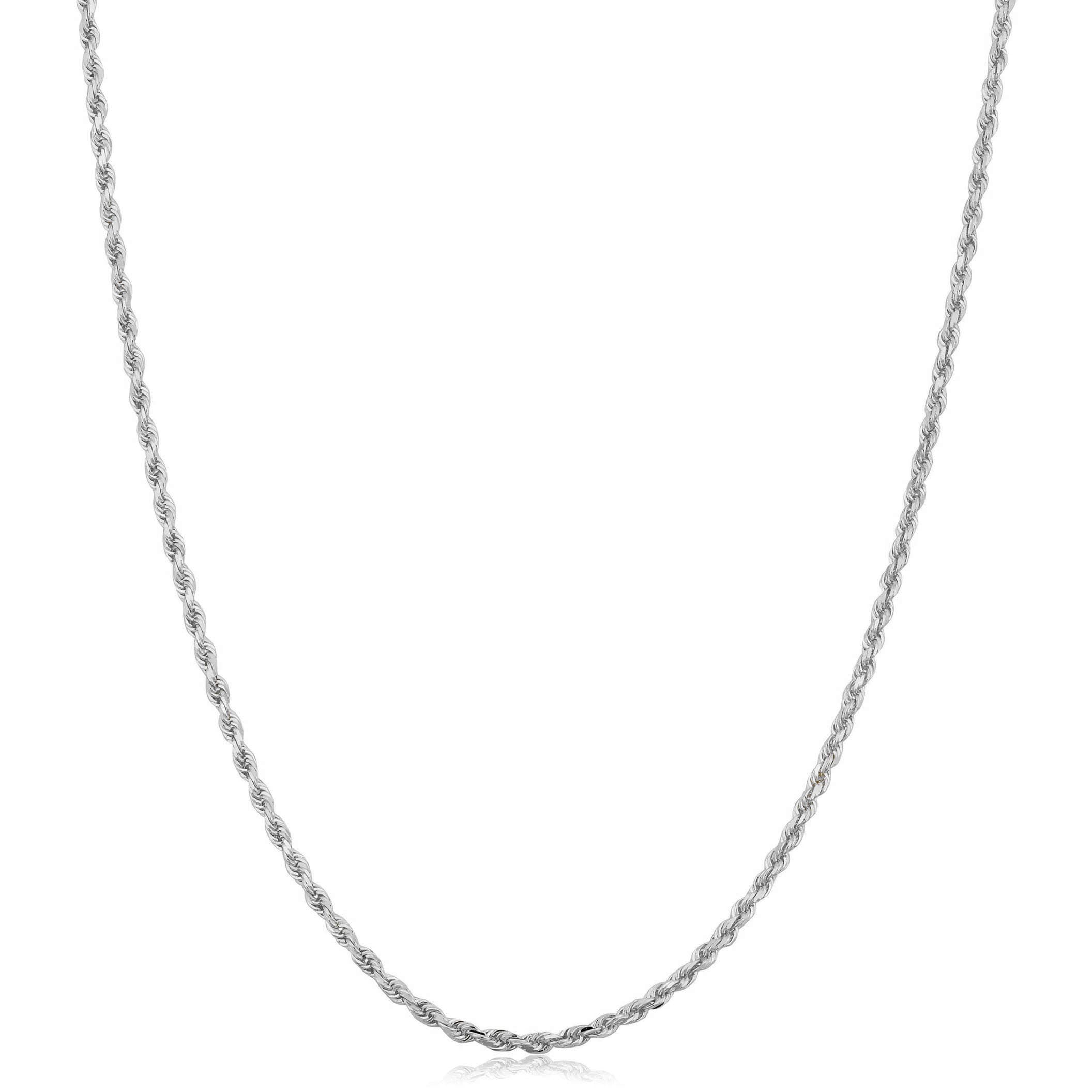ARGENTO REALE Sterling Silver Diamond Cut Rope Chain Necklace, 1MM 2MM 3MM 4MM 5MM 6MM 7.5MM Braided Rope Chain Necklace, 925 Sterling Silver Necklace