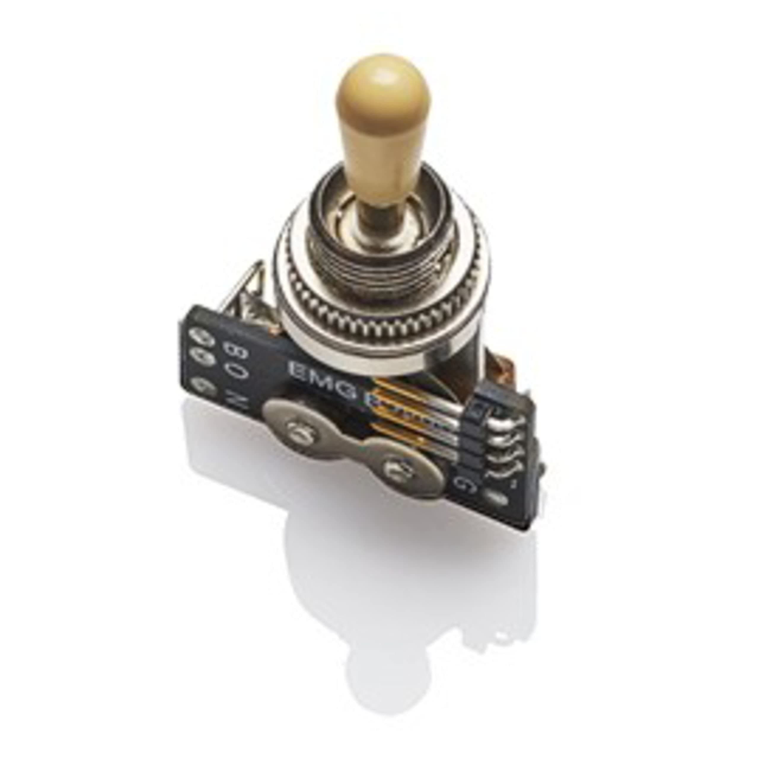 EMGPickups »3-WAY B289 TOGGLE SWITCH - IVORY KNOB« Pickup Selector Switch for Electric Guitars in Gibson™ Style | 2 Connection Cables (Short/Long) | Ivory Button