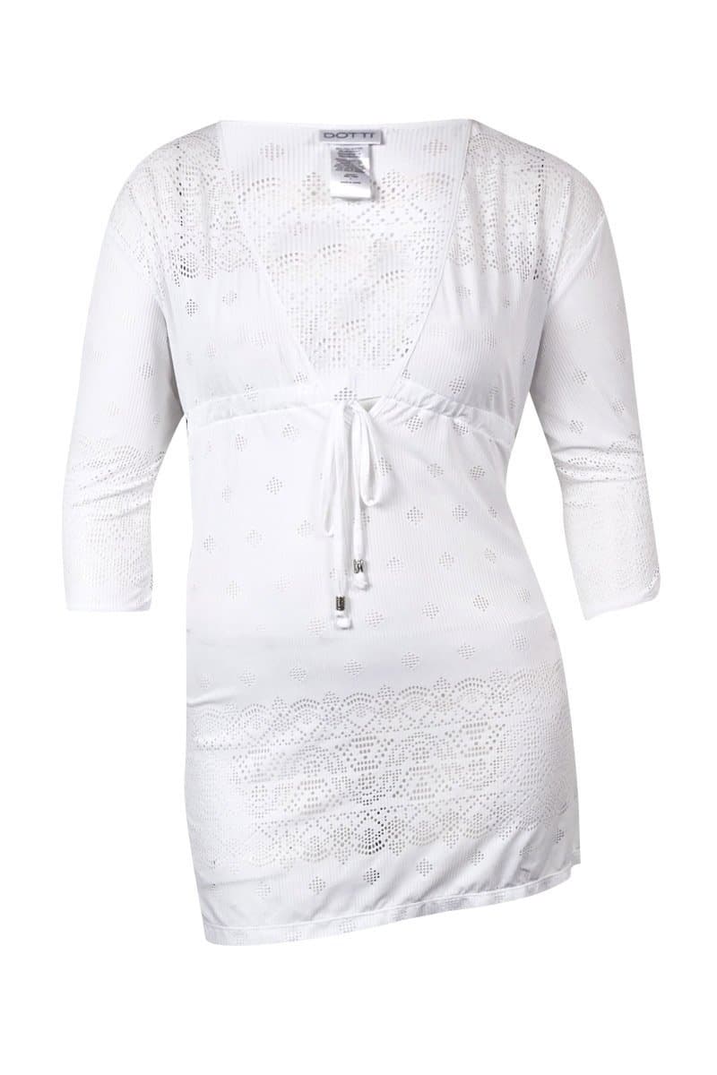 Dotti Women's Women's All Deco'd Out V-Neck Tunic Swim Cover Up White L