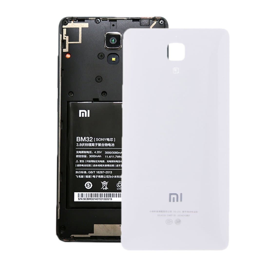 Durable Battery Back Cover Compatible with Mi 4 Cell Phone Spare Parts (Color : White)