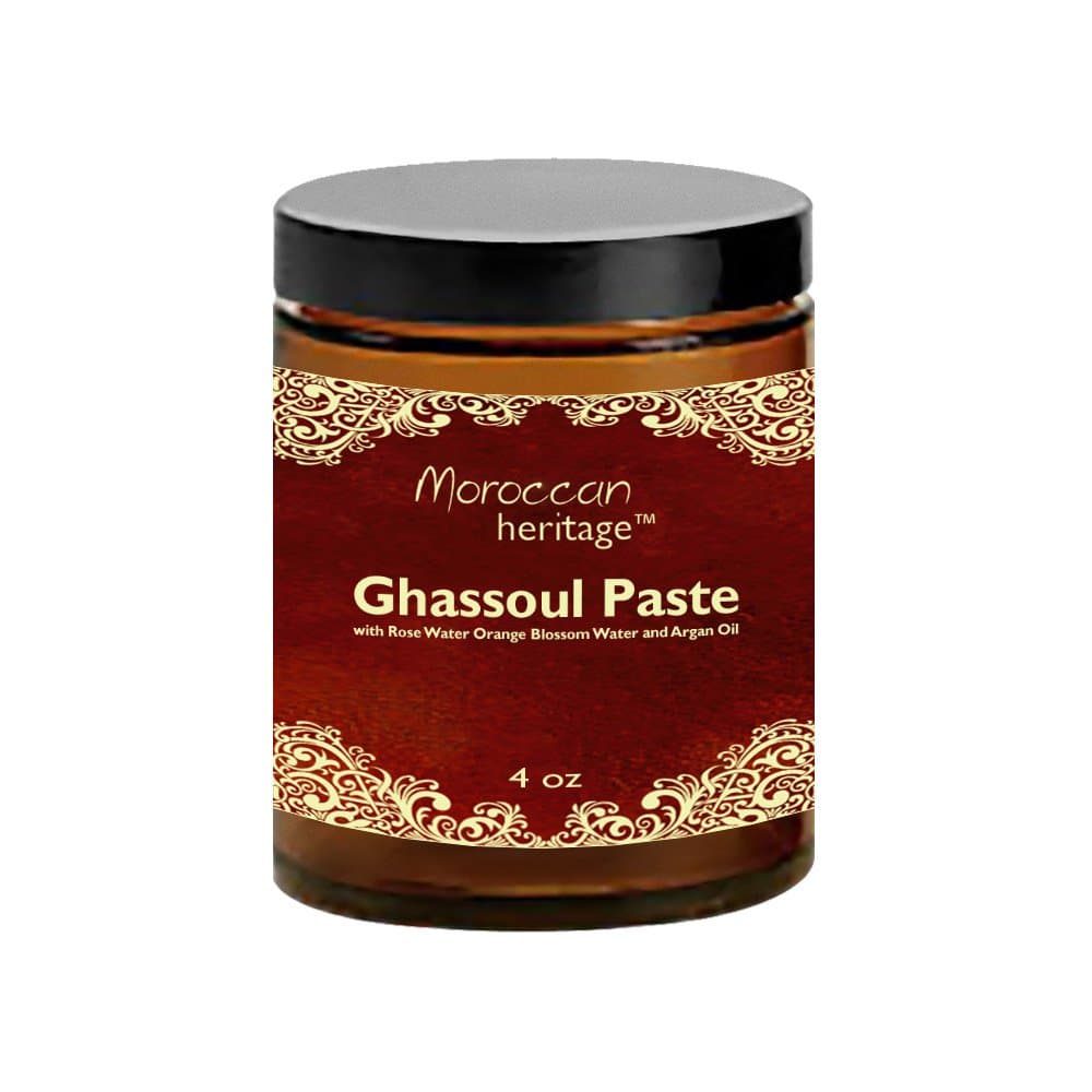 Moroccan Ghassoul Paste with Rose Water, Orange Blossom Water and Argan Oil for Face Wash (4 oz)