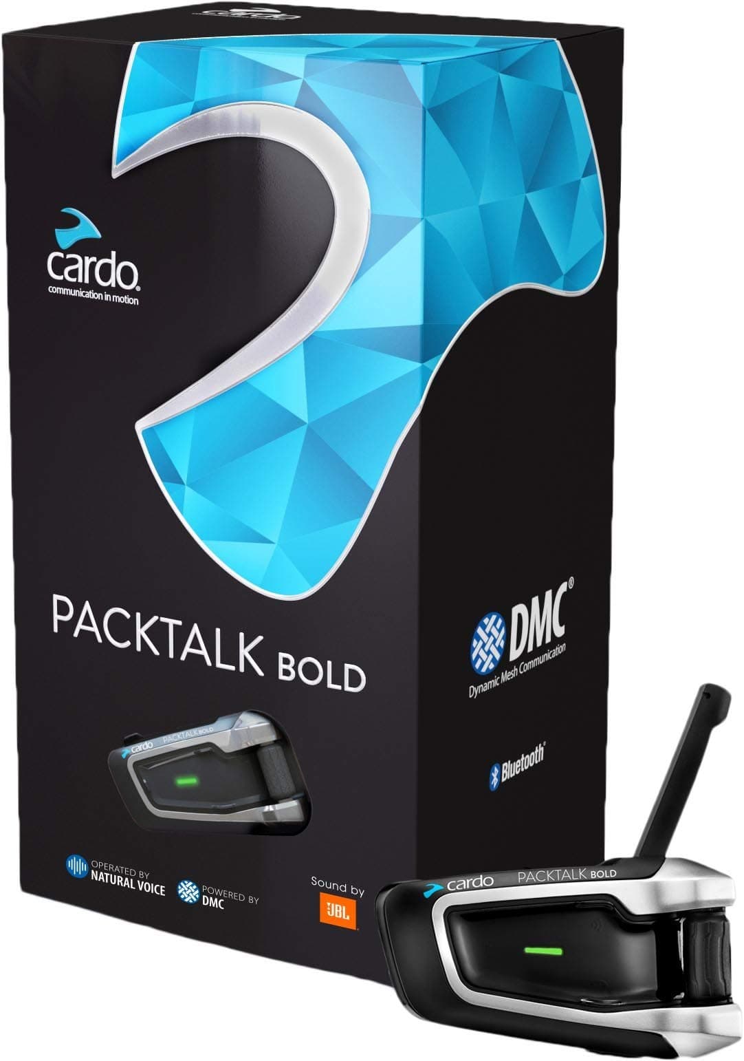 Cardo PTS00001 PACKTALK Slim Motorcycle Bluetooth Communication System Headset - Black, Single Pack