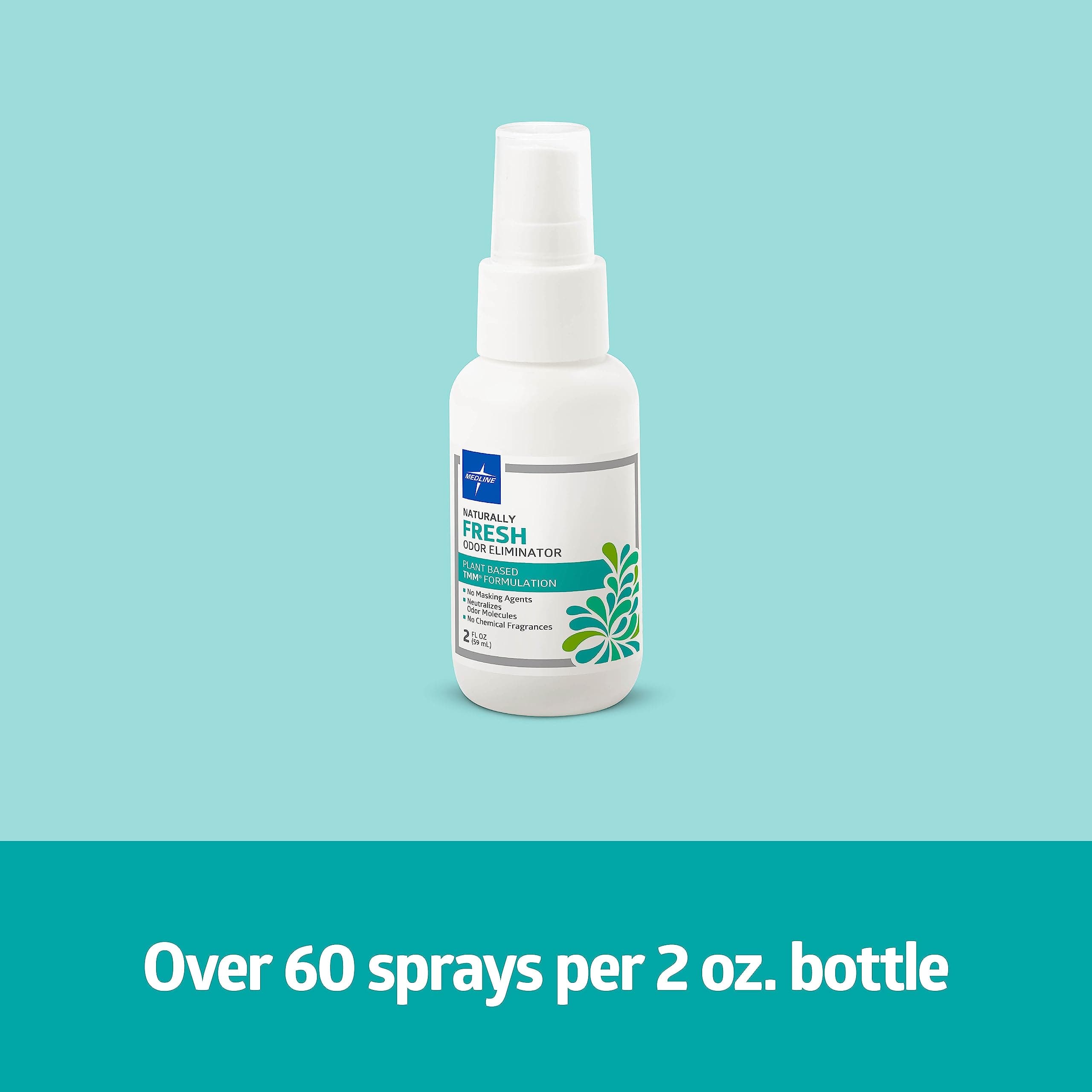 Medline Fresh Naturals Odor Eliminator Spray, Air Freshener Formulated with Essential Oil, No Chemical Fragrances, Neutralizes Odor Molecules, Long-Lasting Room Spray, Plant-Based, Fresh Scent, 32 Oz.