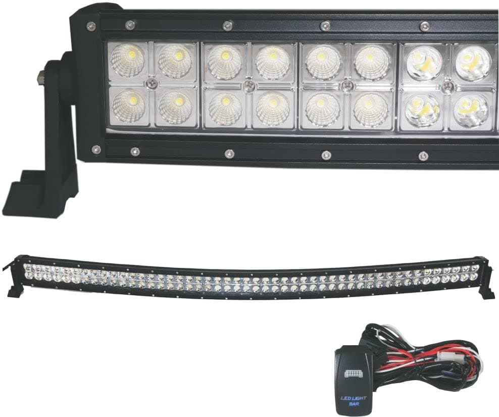 No.1 42 inch Curved 240W Pro Series CREE LED Light Bar 2020 Design Spot Flood Combo Beam, Offroad Trucks 4x4 Radius Fog rucks UTV 4x4 Polaris Razor 1000 SxS Raptor Free LED Light Bar Switch Kit