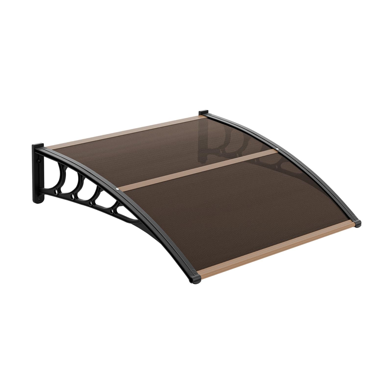 VINGLI Window Awning Door Canopy, 40" x 40" Window Awning Overhead Modern Polycarbonate Cover Outdoor Front Porch Patio Canopy UV Rain Snow Sunlight Protection Hollow Sheet/Brown