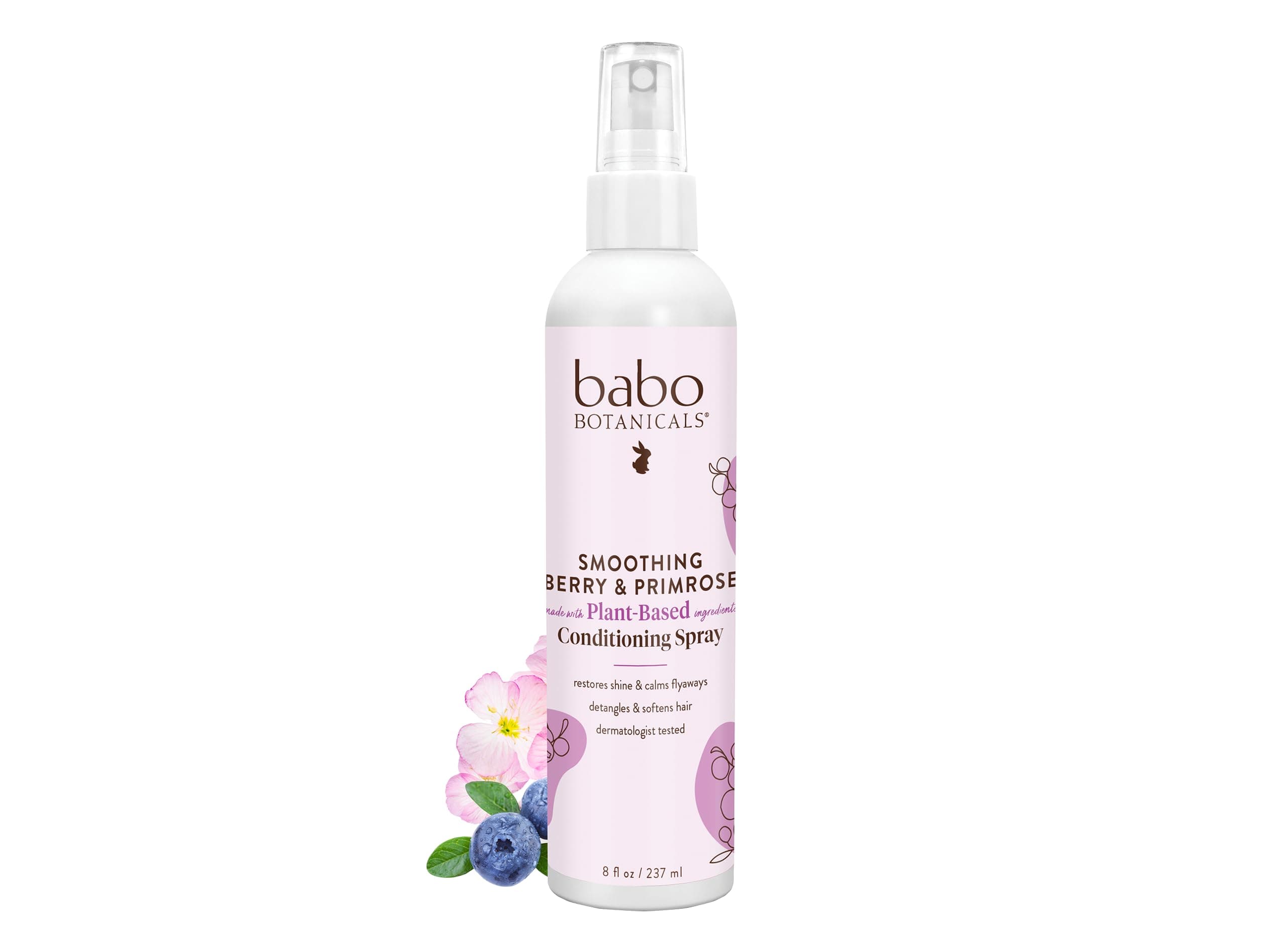 Babo Botanicals Smoothing Berry Conditioning Spray - Detangling & Nourishing - Eliminates Frizz & Prevents Static - Evening Primrose Oil - Non-Aerosol - For all ages - Light Berry Fragrance