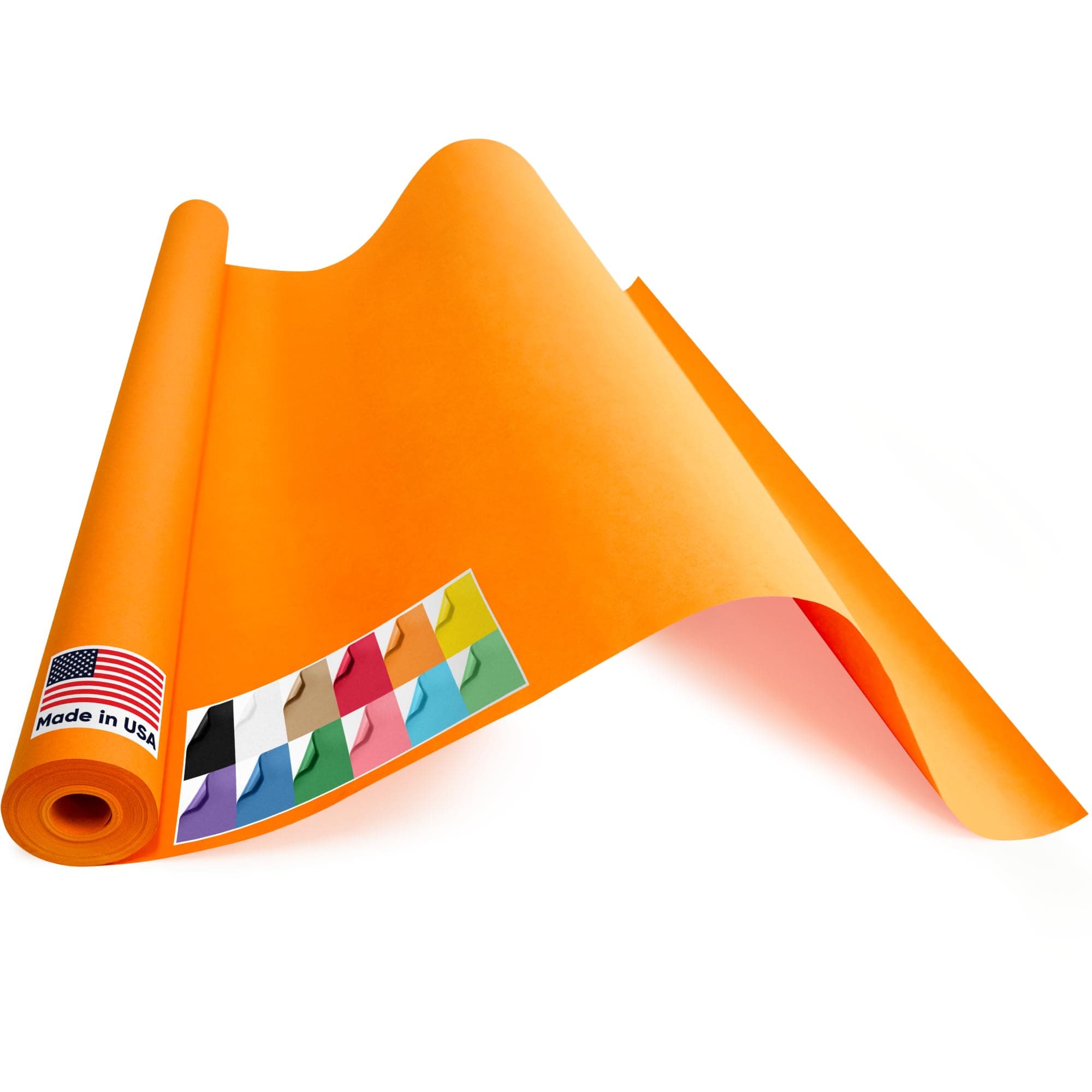 USA Made 36" x 1200" Orange Kraft Paper Roll, 45 lbs Thickness, American Quality Colored Kraft Paper for School, Bulletin Board - Odorless, Non-Toxic, Safe for Kids