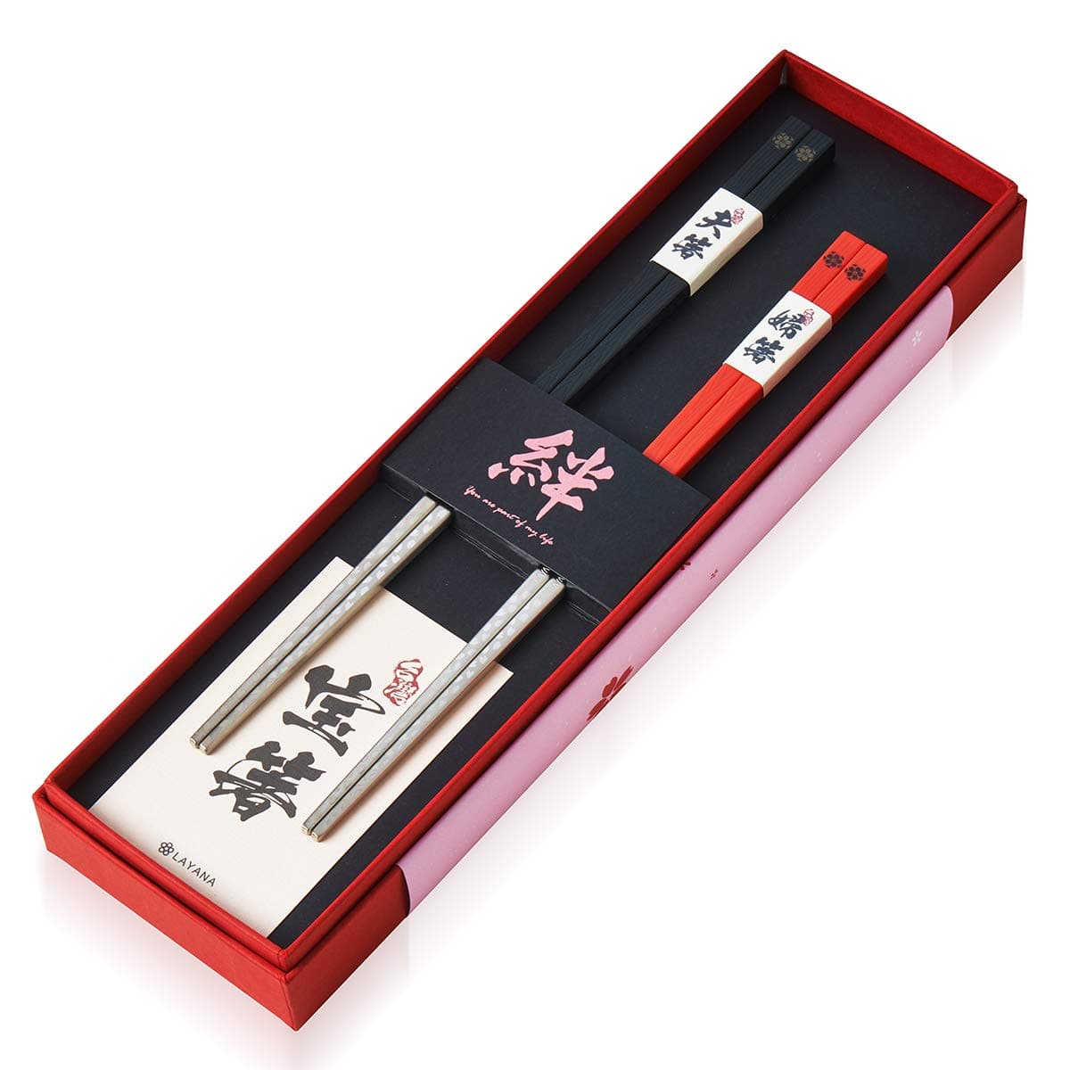 Sakura Chopsticks"Meotobashi" Couple Gift Set - LAYANA BAOQUAI Square Chopsticks
