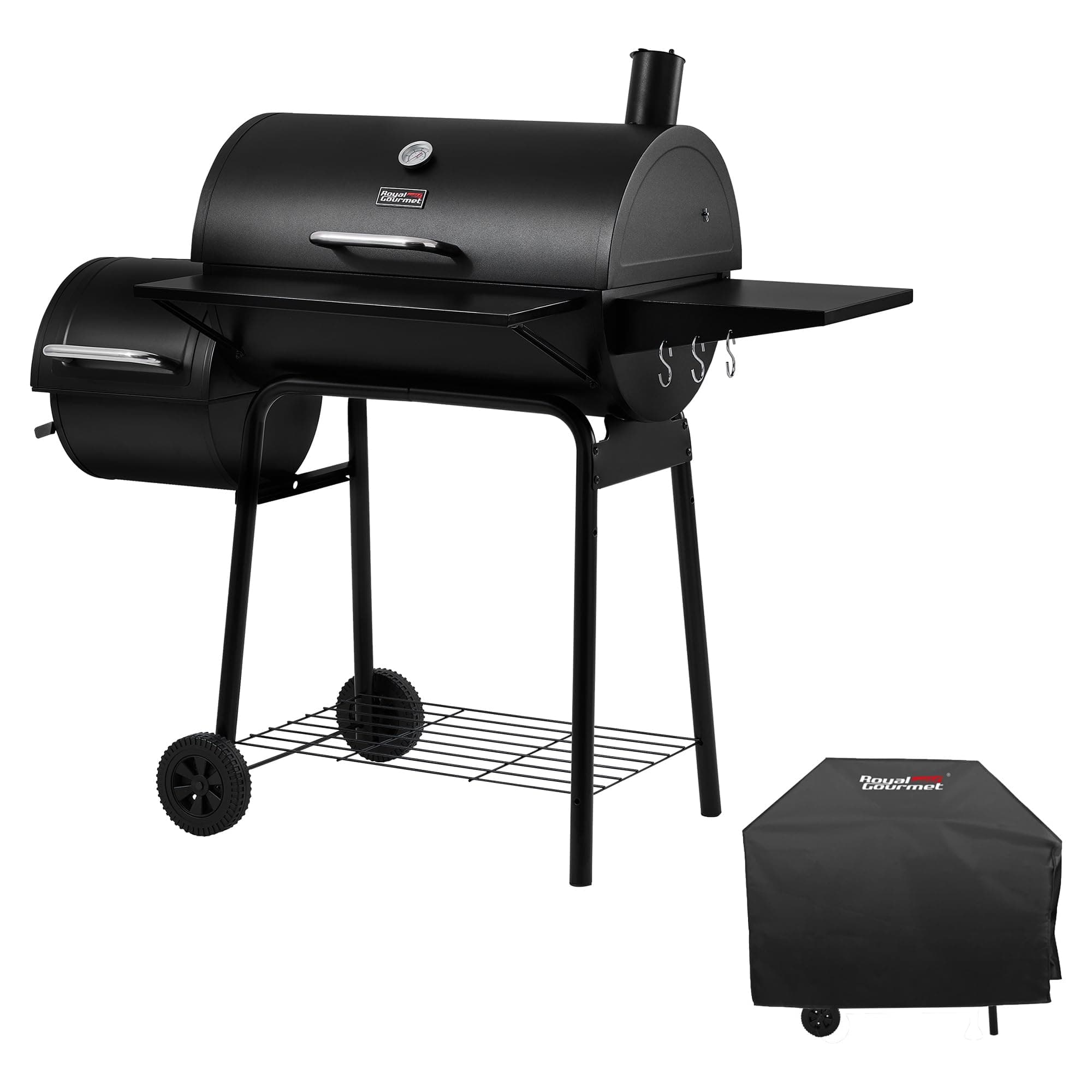 CC1830SC Charcoal Grill Offset Smoker with Cover, 811 Square Inches, Black, Outdoor Camping