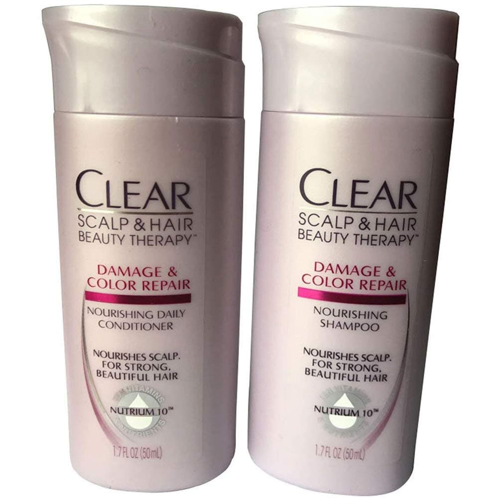 CLEAR Travel Size Shampoo + Conditioner (1.7oz each) Scalp & Hair Damage & Color Repair Kit