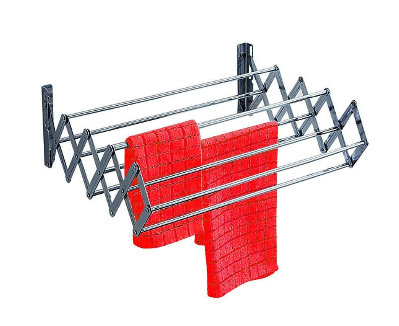 INDISWAN� Wall Mounting Foldable Clothes & Towel Drying Rack Cum Hanger 7 Pipes Stainless Steel (2.0 Feet)