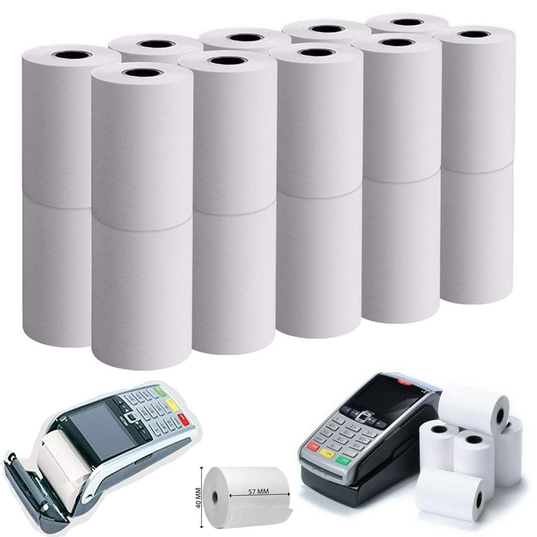 New 57MM X 40MM X 12.7MM BPA Free Thermal Rolls BPA BPS Free Credit Card Machine Rolls PDQ Rolls Thermal Till Rolls (20, 57MM X 40MM X 12.7MM)