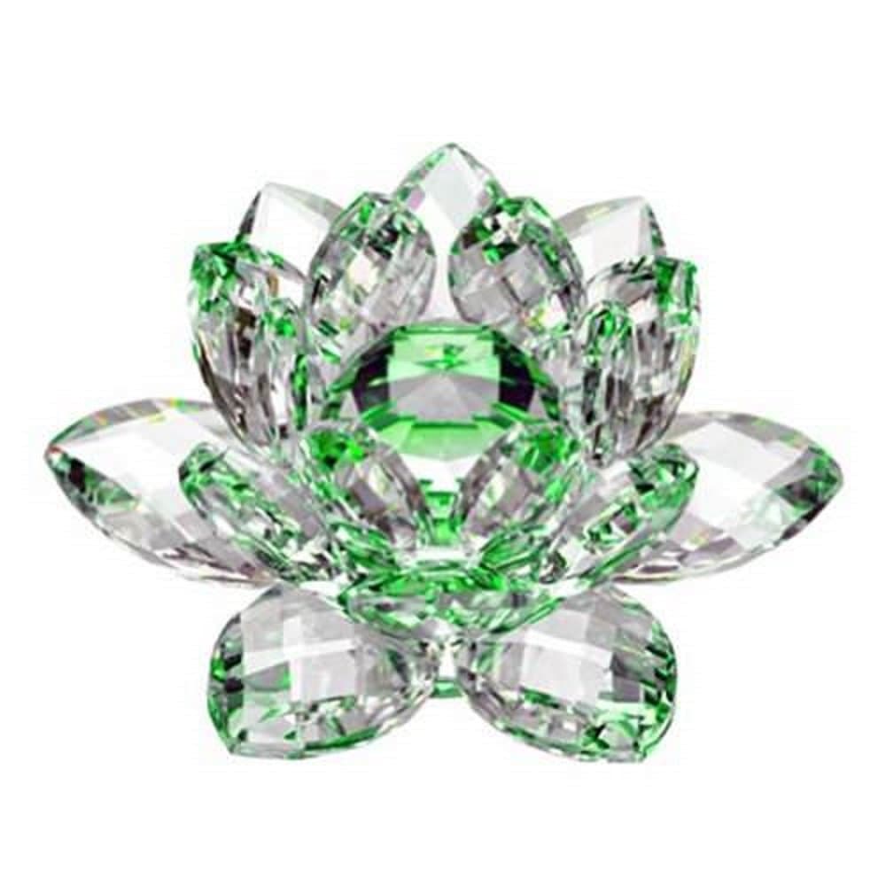 Amlong Crystal Hue Reflection Lotus Flower with Gift Box, 3 inch, Green