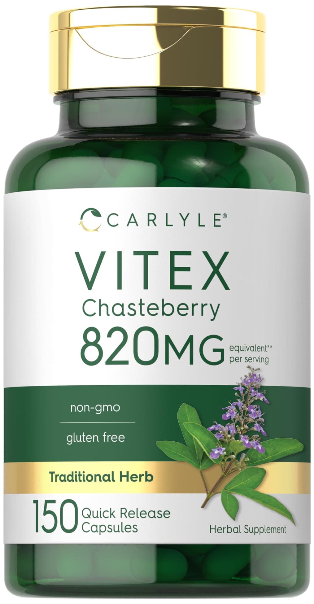 Vitex Chasteberry Supplement | 150 Capsules | Vitex Agnus-Castus Fruit for Women | Non-GMO, Gluten Free