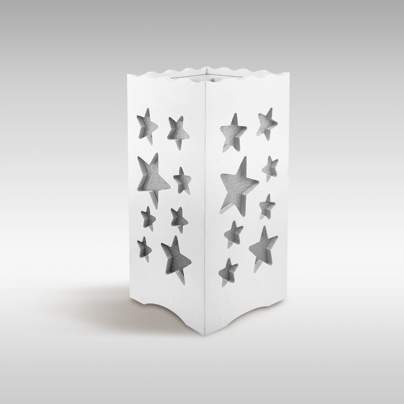 DIJIANI Bedside Table Lamp Simple Night Stand Lamp Contemporary Small Bedside Desk Lamp with Stars Cutout for Living Room, Bedroom, Study, Hotel, White