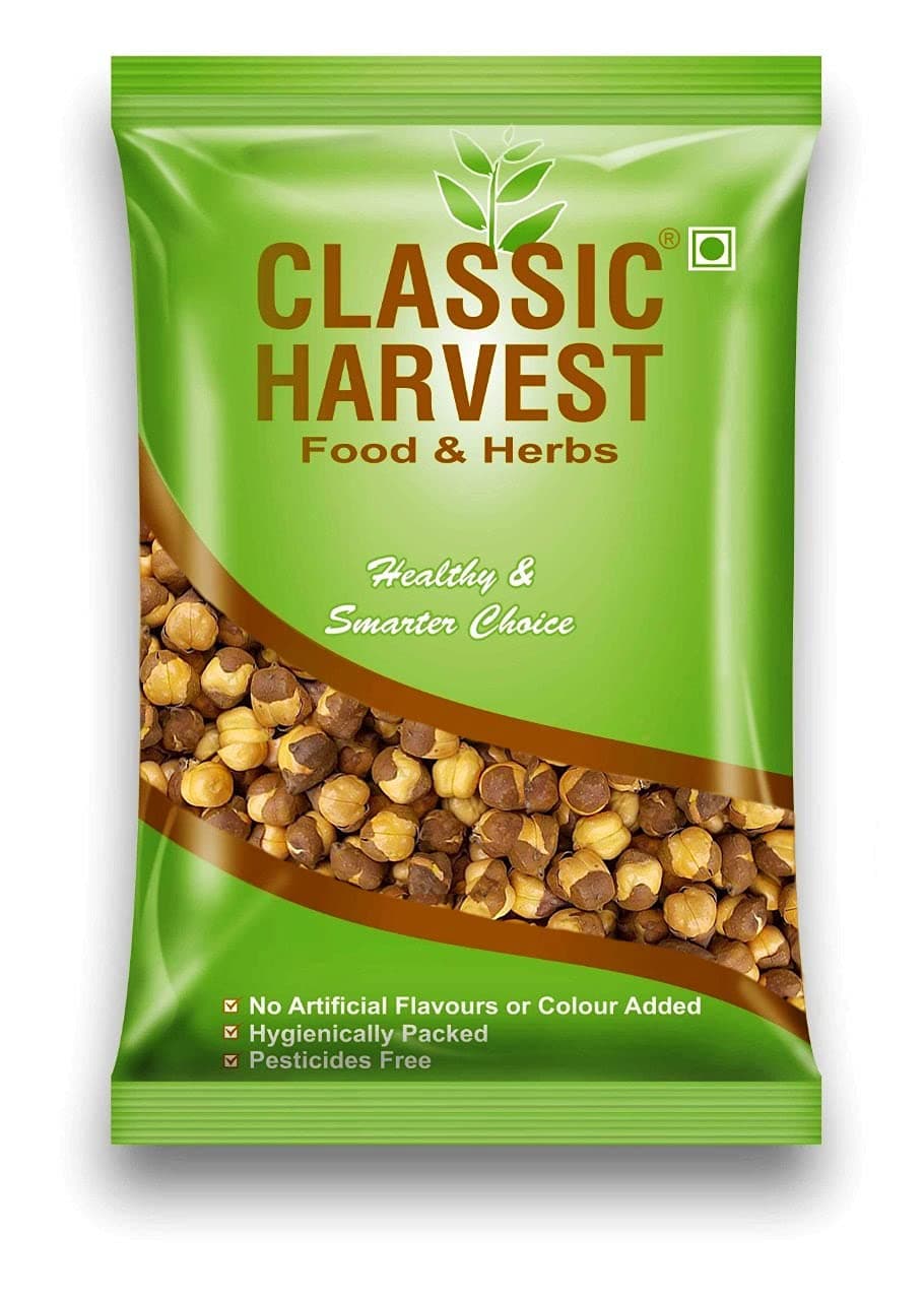 CLASSIC HARVEST Healthy and Nutritious Roasted Chana (Chickpea)/ BHUNA Chana / Unsalted Roasted Chana Whole with Skin (500g)