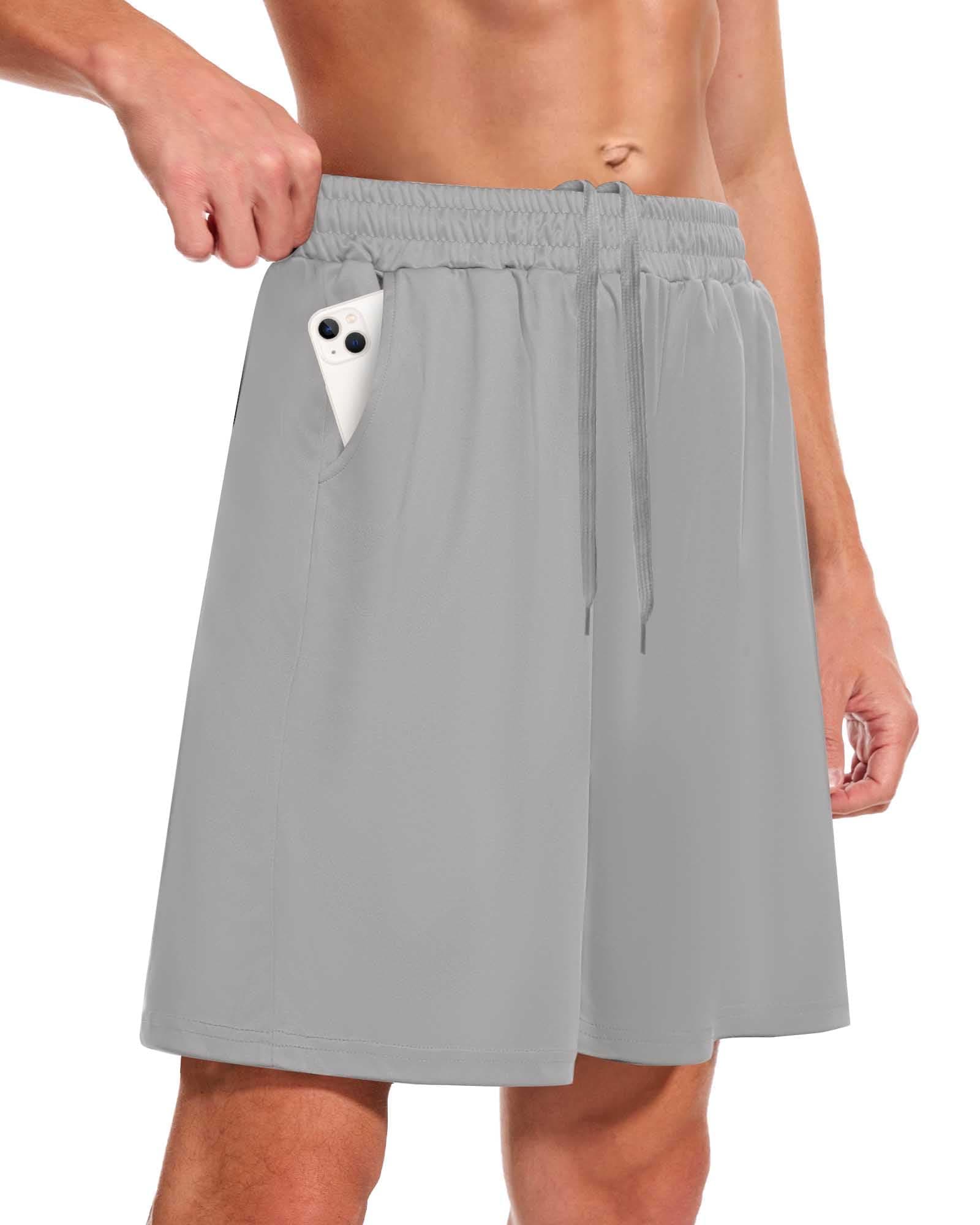 Men's Athletic Gym Shorts - Quick Dry Black Casual Basketball Shorts with Pockets for Running Workout Activewear