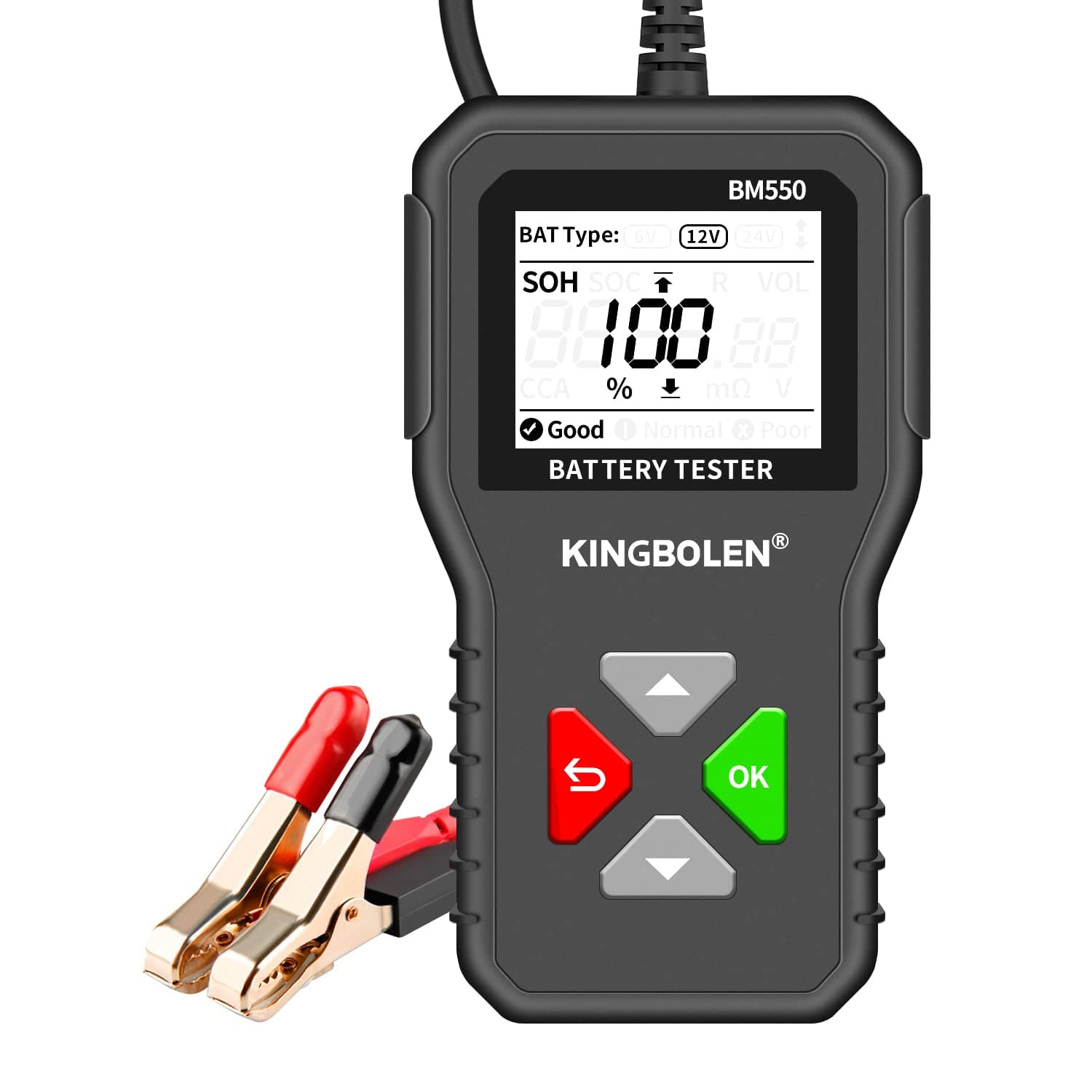 KINGBOLEN Bm550 6V 12V 24V Car Battery Tester, 100-2000 Cca Voltage Tester 2Ah-220Ah Internal Resistance Tester Accurate Digital Analyzer Automatic Battery for Cars, Truck