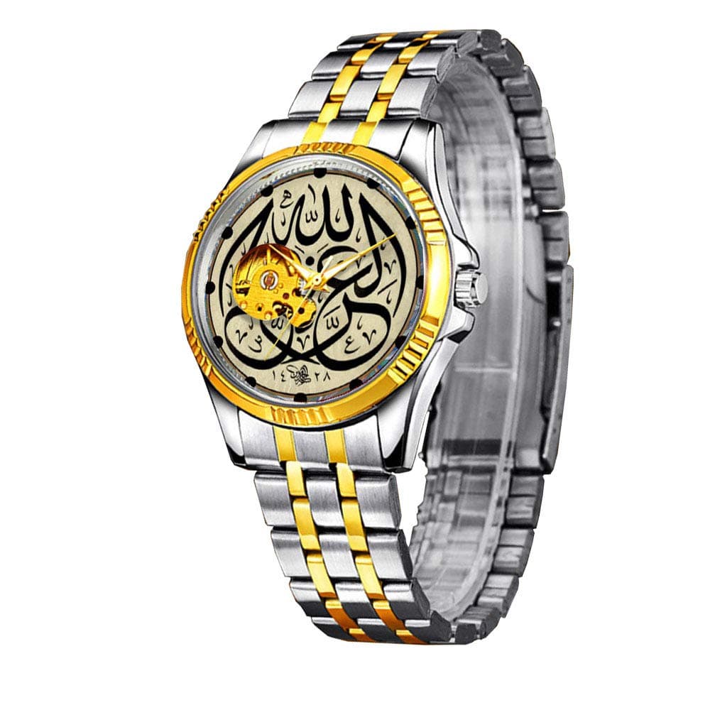 Men Automatic Mechanical Watch Luxury Brand Casual Sports Watches for Male Personality dial & Clear Window 168.Beautiful Islamic Calligraphy