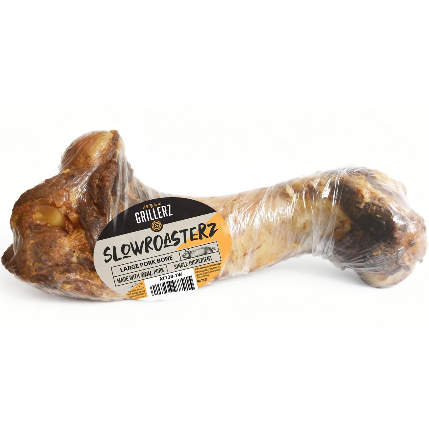 Grillerz Large Pork Bone, 1 Count, Rawhide Free, All Natural Treat for All Breeds, Long Lasting, Easy to Digest, Dog Bone for Large Dogs, Dog Chew for Healthy Teeth