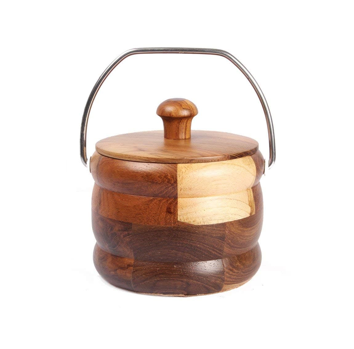Iktu Insulated Wooden Ice Bucket Box Bar Gift Set - Big Size (17x17x14 cm - D)