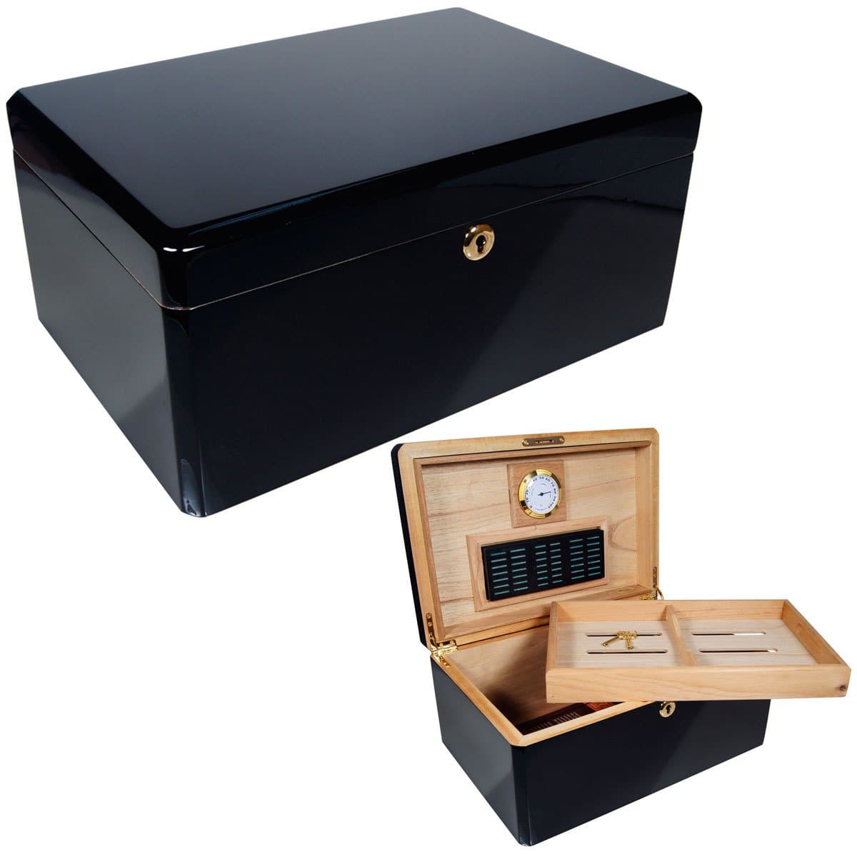 New Ebony Humidor Cuban Crafters Colores Negro Humidors Box for 100 Cigars