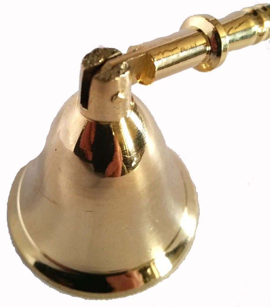 Fabulous solid brass hinged candle snuffer with hardwood handle (LB)