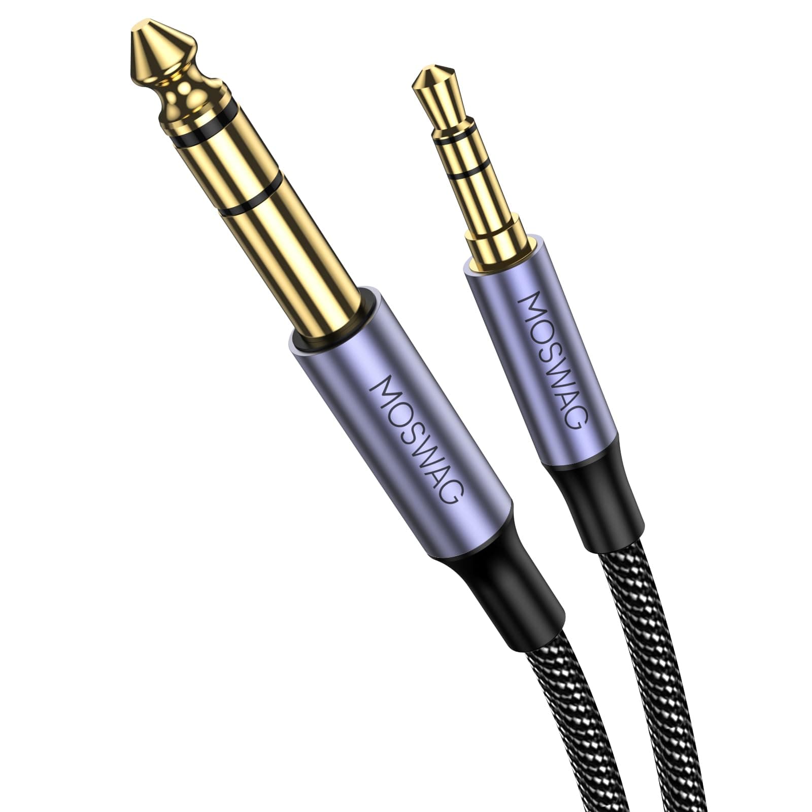 MOSWAG 6.6FT/2M 3.5mm to 6.35mm TRS Stereo Audio Cable, 6.35 1/4" Male to 3.5 1/8" Male Aux Jack for iPod, Laptop, Home Theater Devices, Amplifiers and More