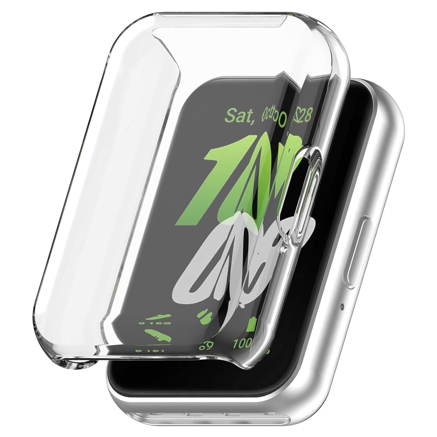 SounceWatch Case for Samsung Galaxy Fit3, Tempered Glass Screen Protector, HD Clear Touch Sensitive Ultra-Thin Soft TPU Protective Cover for Samsung Galaxy Fit3 with Full Protection - Transparent