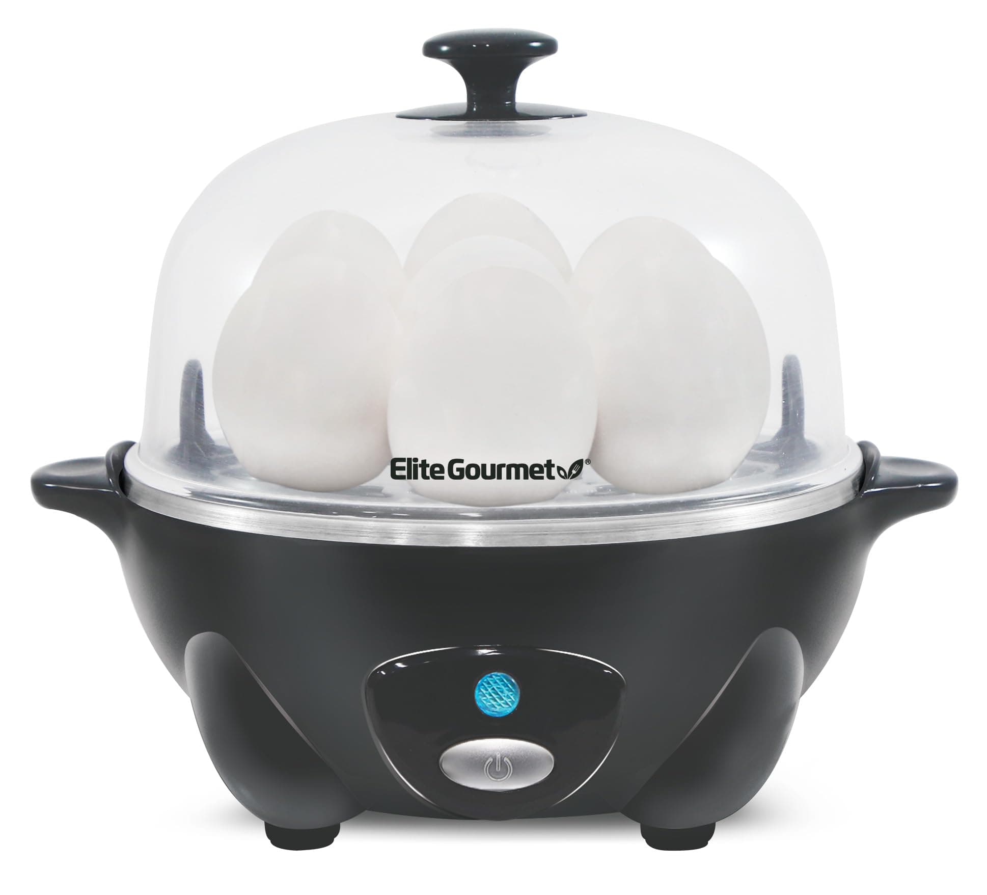 Elite Gourmet EGC700DKG# Rapid Egg Cooker, 7 Easy-To-Peel, Hard, Medium, Soft Boiled Eggs, Poacher, Omelet Maker, Auto Shut-Off, Alarm, 16-Recipe Booklet, BPA-Free, Shadow