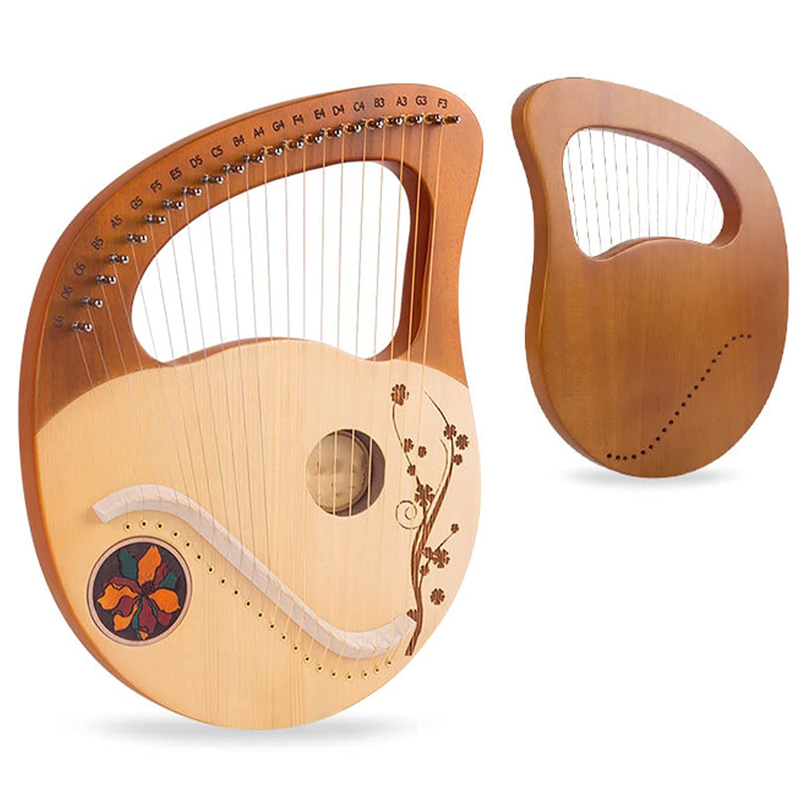 Hand Made Lap Harp, Lyre Harp 21 Metal Strings Wooden Lyre Harp Stringed Instrument With Tuning Wrench,Bag And Pick Harpsicle Harp Guitar Best Gift For Beginners Music Lovers Harp