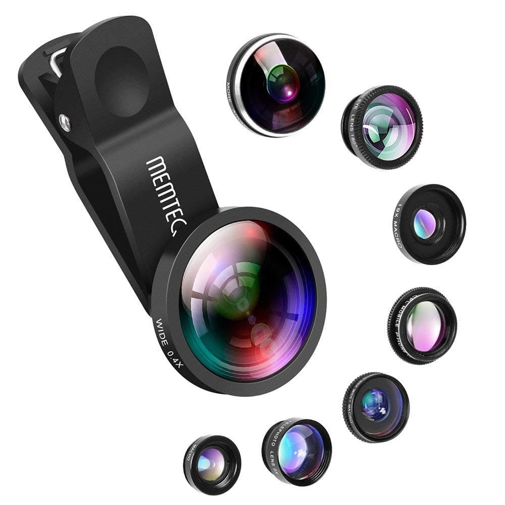 Phone Lens - Cell Phone Camera Lens Kit Universal 8 in 1 Clip on Smartphone Lens PRO 0.4X Wide Angle Lens 0.65X Macro Lens 180° Fisheye Lens CPL Lens Telephoto Lens for iPhone Samsung Android Phones