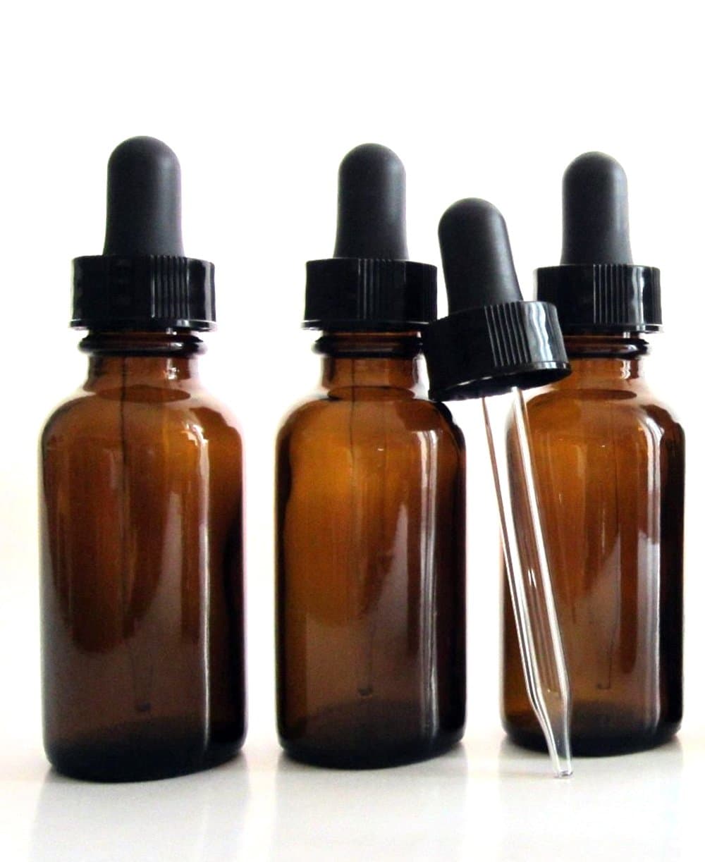 1/2 Oz (15ml) Boston Round Glass Amber Bottles w/Glass Dropper (Pack of 10)