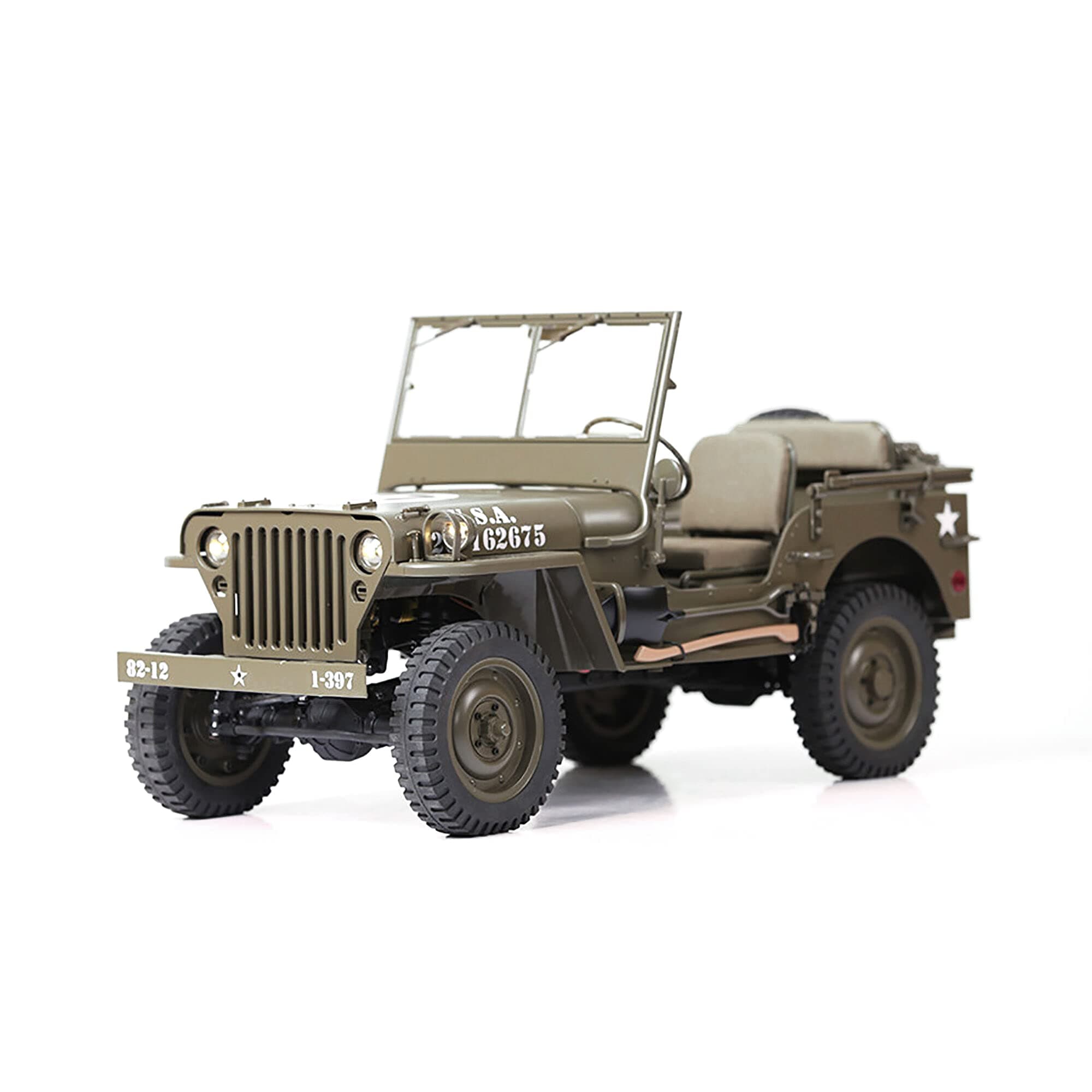 RocHobby RC Car 1/6 1941 MB Scaler Willys Jeep Remote Control Vehicle Military Truck Ready Set with Transmitter and Receiver (no Batteries, Charger)