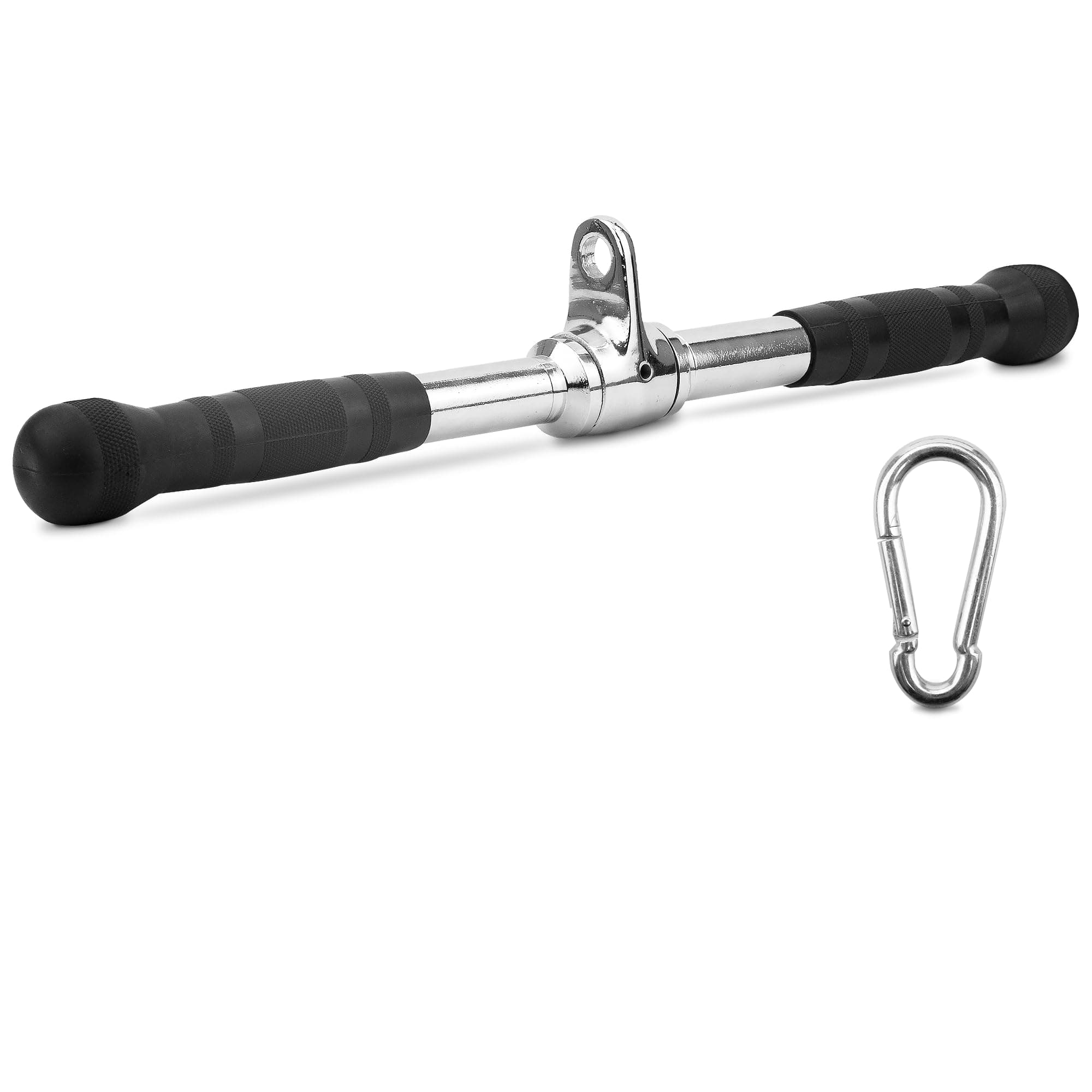 980 LBS Straight Bar Cable Attachment for Gym, LAT Tricep Pull Down Bar with Rubber Handle Grip Carabiner Included