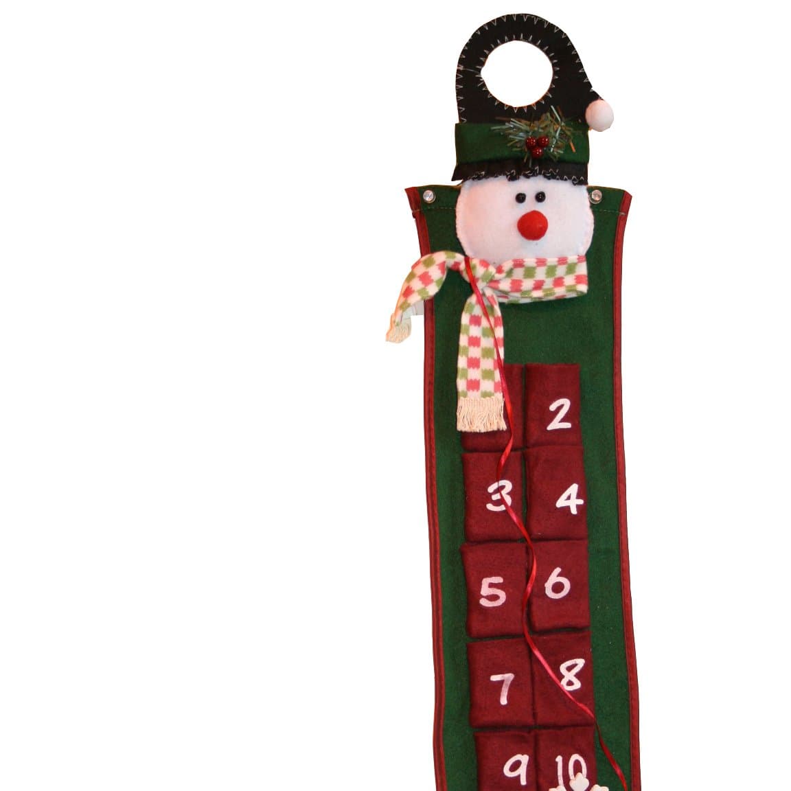 Calendrier de l'Avent en feutre à suspendre en forme de bonhomme de neige