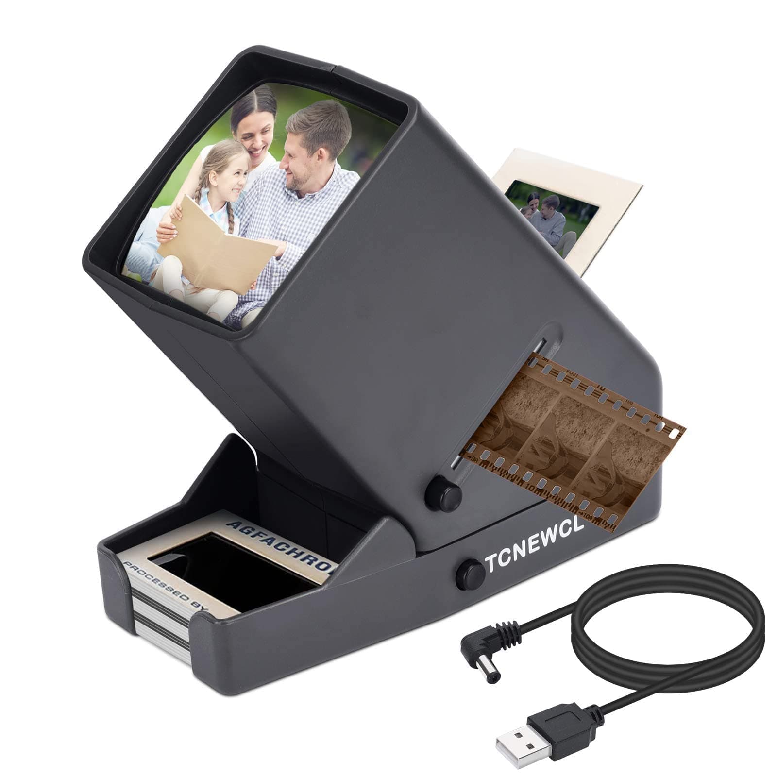35mm Slide and Film Viewer, Negative Scanner, Desk Top LED Lighted Illuminated Viewing, 3X Magnification, USB Powered