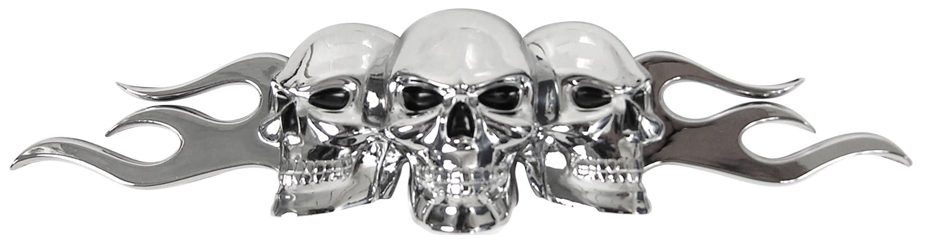 Custom Accessories 98076 Flaming Skull Emblem, SILVER