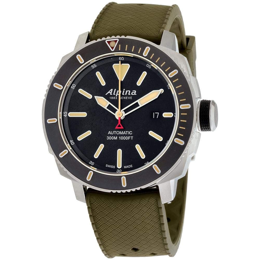 Alpina Seastrong Diver 300 Automatic Watch, Black, 44mm, 30 atm, AL-525LGG4V6