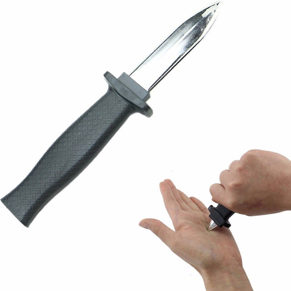 2 PCS Retractable Knife Joke Trick Halloween Props Toy Disappearing Dagger Fake Plastic Blade Magic Toy