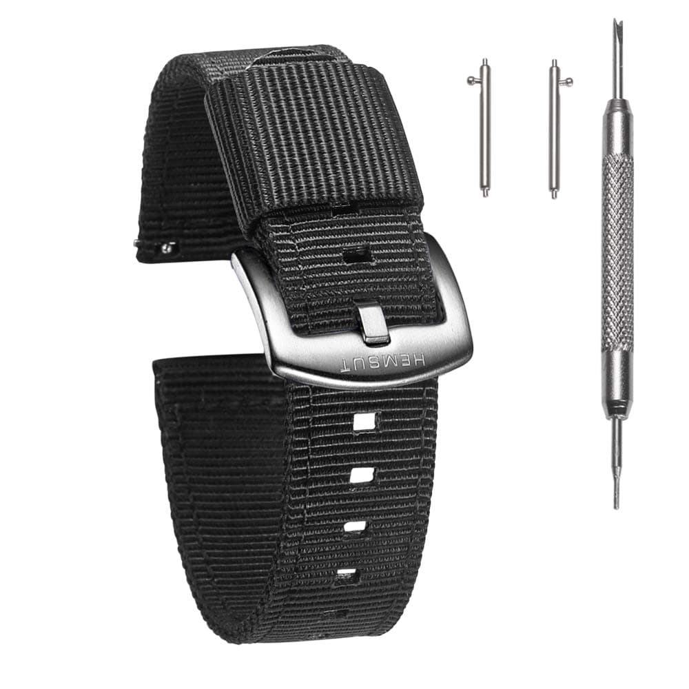 torbollo Quick Release Watch Bands - Choice of Color and Width (18mm, 20mm, 22mm or 24mm) Watch Straps, Quality Nylon Strap and Sturdy Brushed Buckle, 22mm / Large Wrist (7.1''-8.9'')