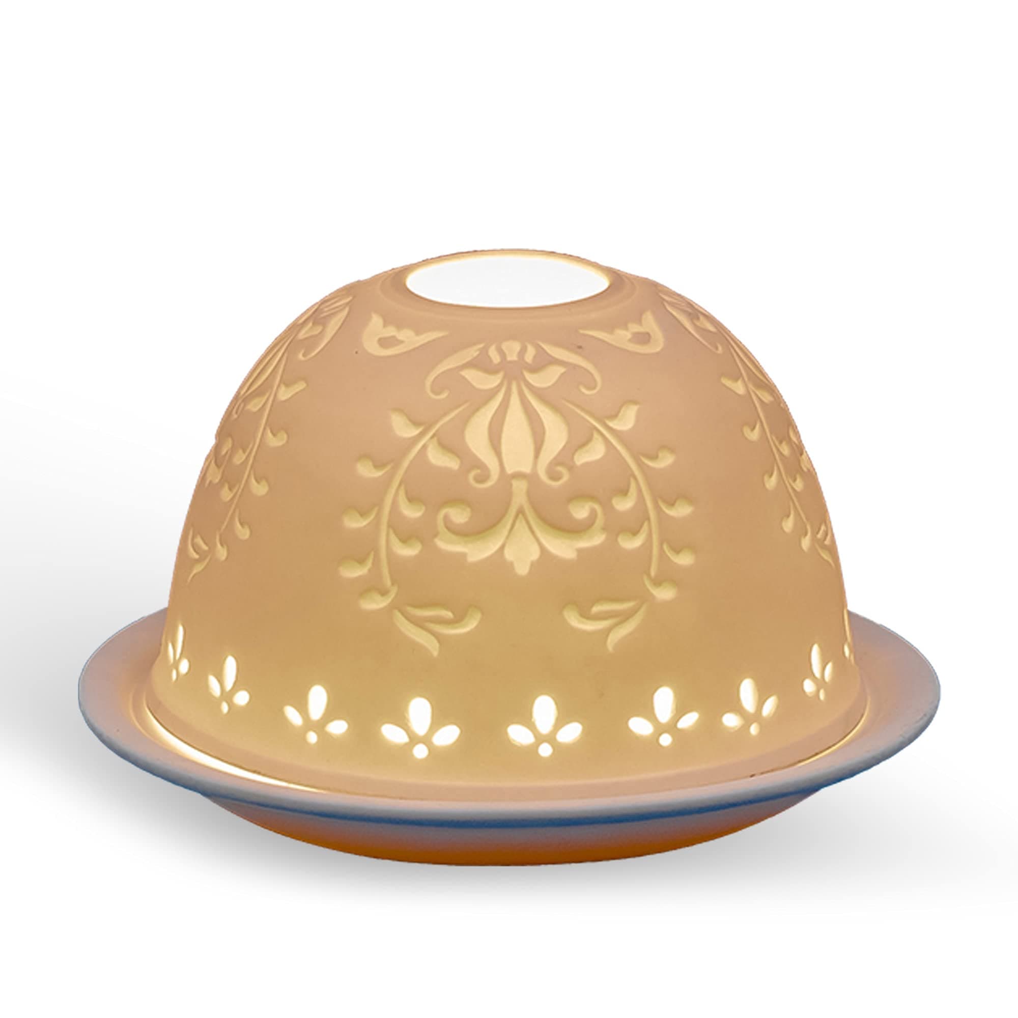 Light-Glow Simple Lace Candle Holder, Fine Porcelain, White, Approx. H8 x Ø12 cm or H3.2 x Ø4.7