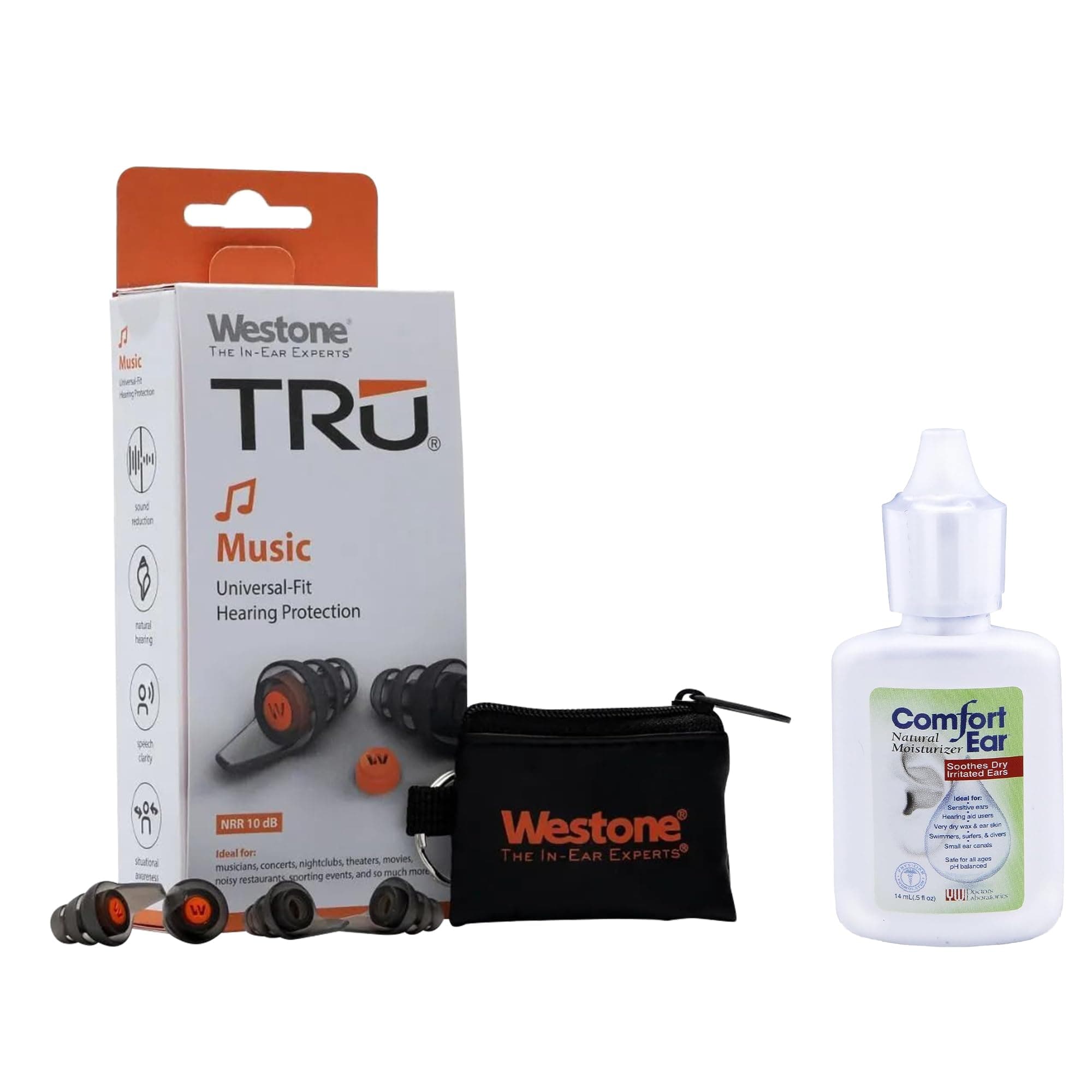 Westone Tru Music Earplugs with Natural Ear Drops for Itchy Ears, Ear Ache Drops Adults & Kids