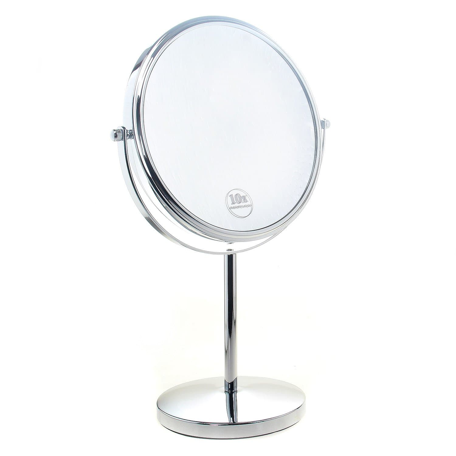 TUKA Freestanding Cosmetic Mirror 7x Zoom, 8 Inch Pedestal Table for Bathroom Bedroom, Double Sided Chrome Shaving Vanity With x7 Magnification TKD3108-7x